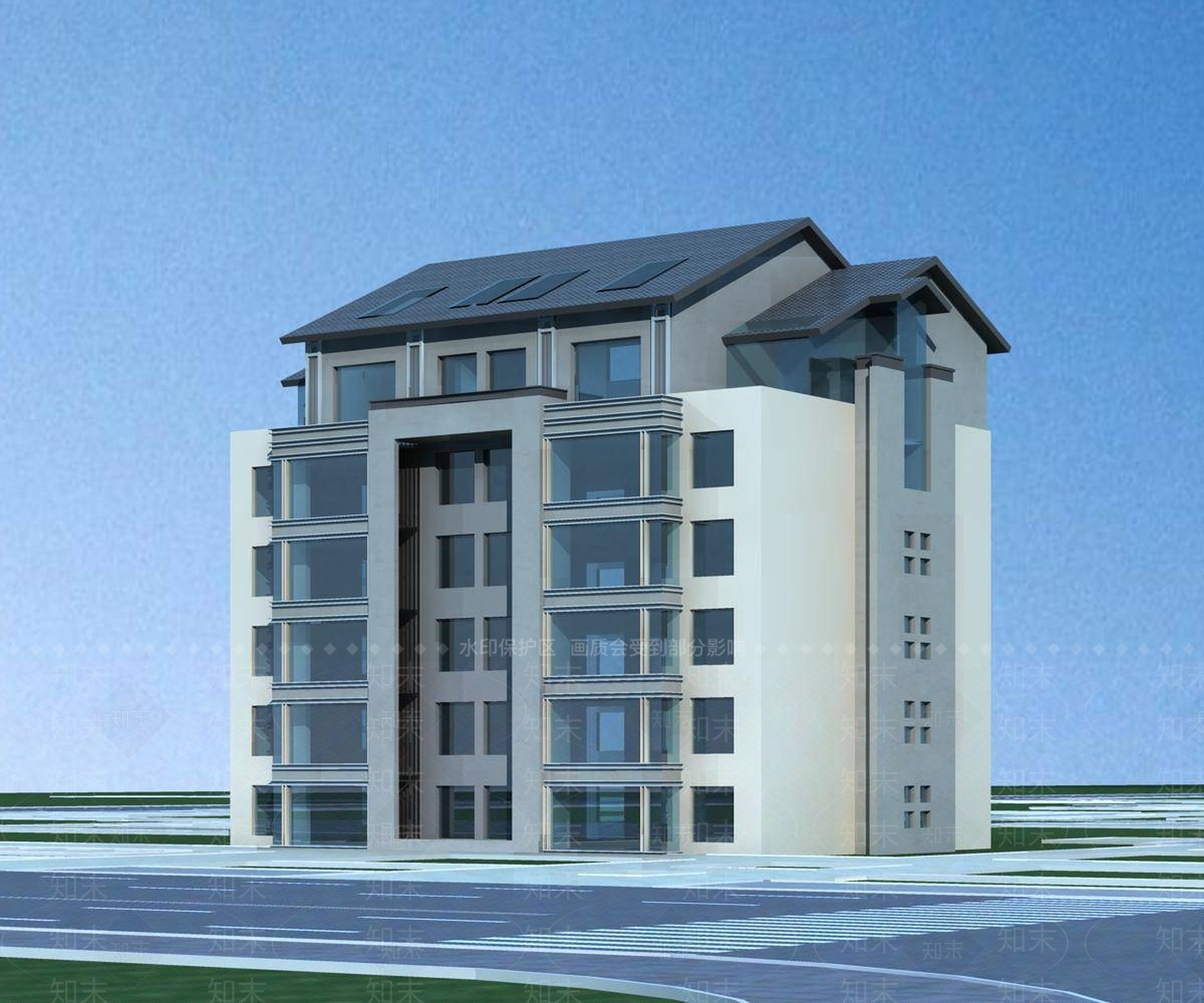 新中式小高层住宅楼3D模型下载【ID:1196439572】