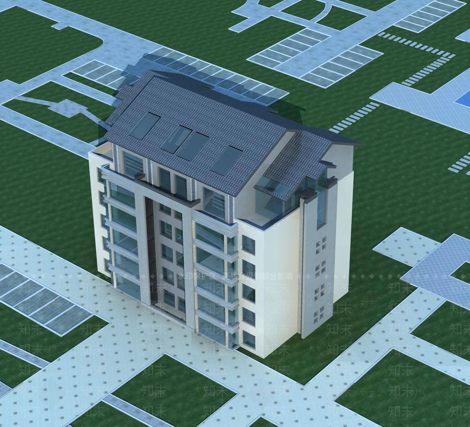 新中式小高层住宅楼3D模型下载【ID:1196439572】