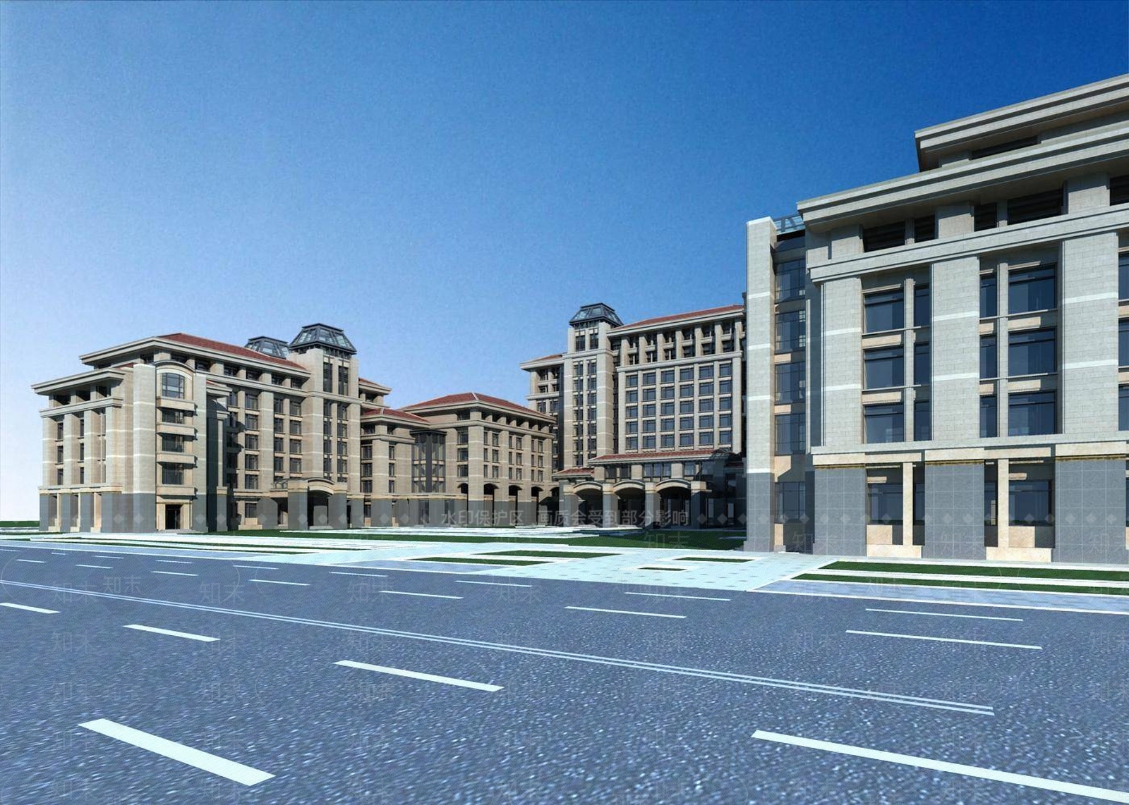 欧式酒店外观3D模型下载【ID:1196439799】
