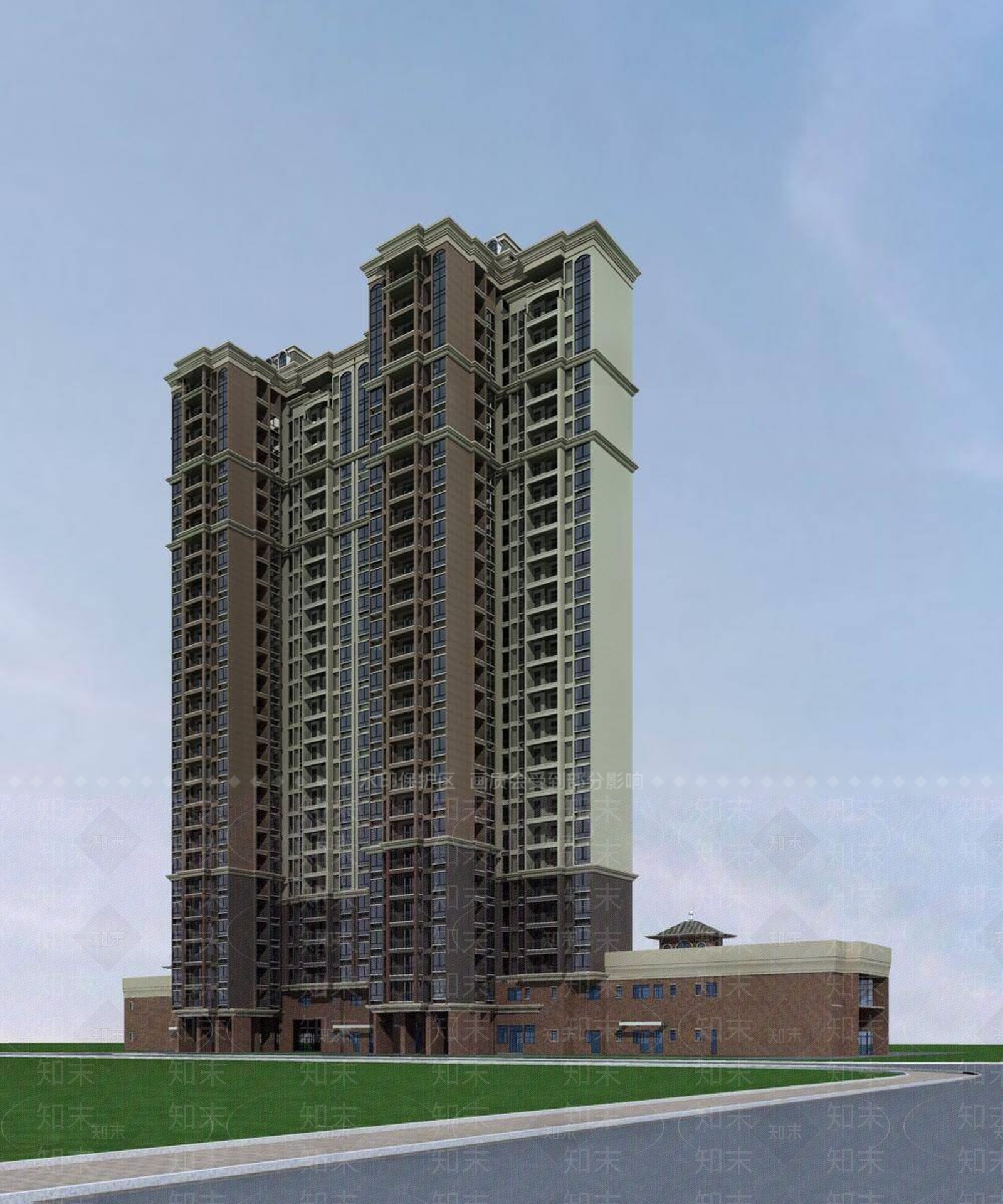 简欧小高层住宅楼3D模型下载【ID:1196440718】