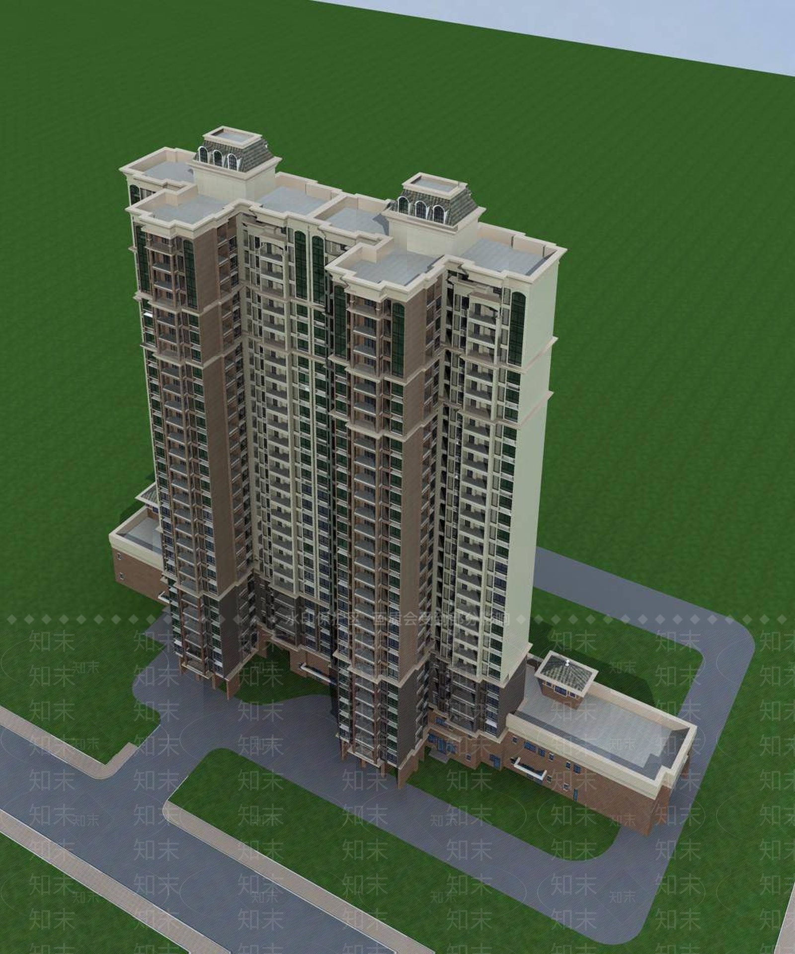 简欧小高层住宅楼3D模型下载【ID:1196440718】