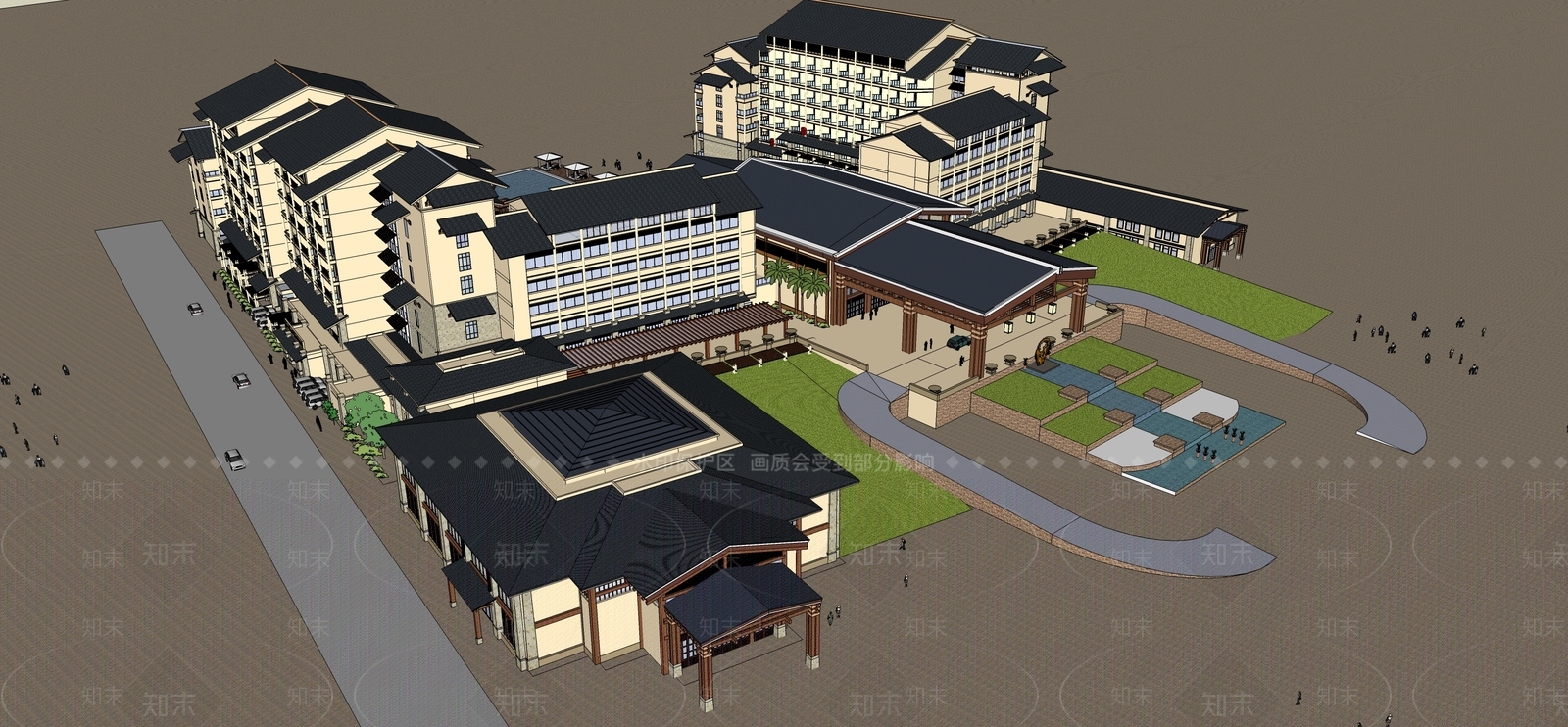 北欧酒店建筑SU模型下载【ID:1196441319】