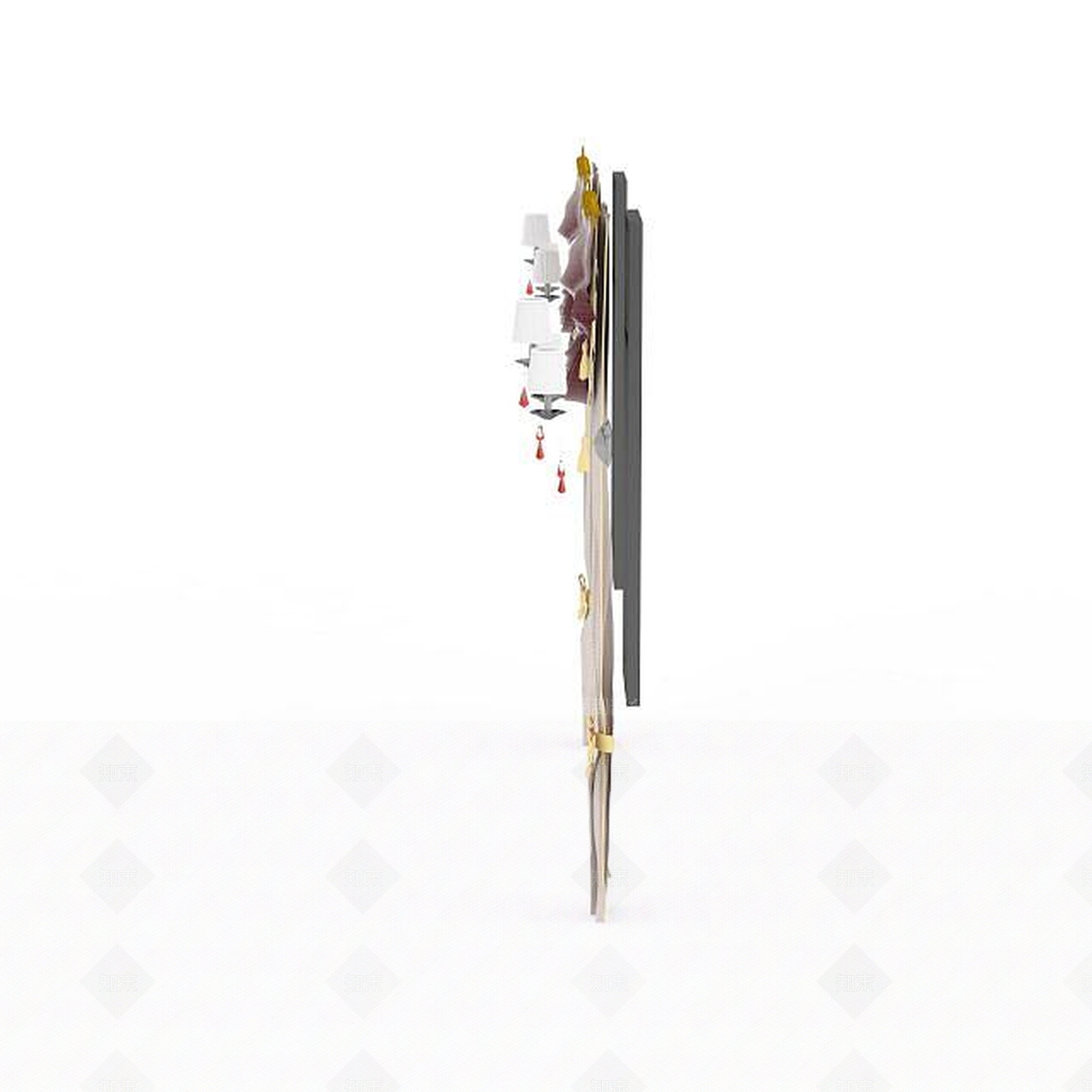 现代灰色纱质窗帘3D模型下载【ID:1196443236】