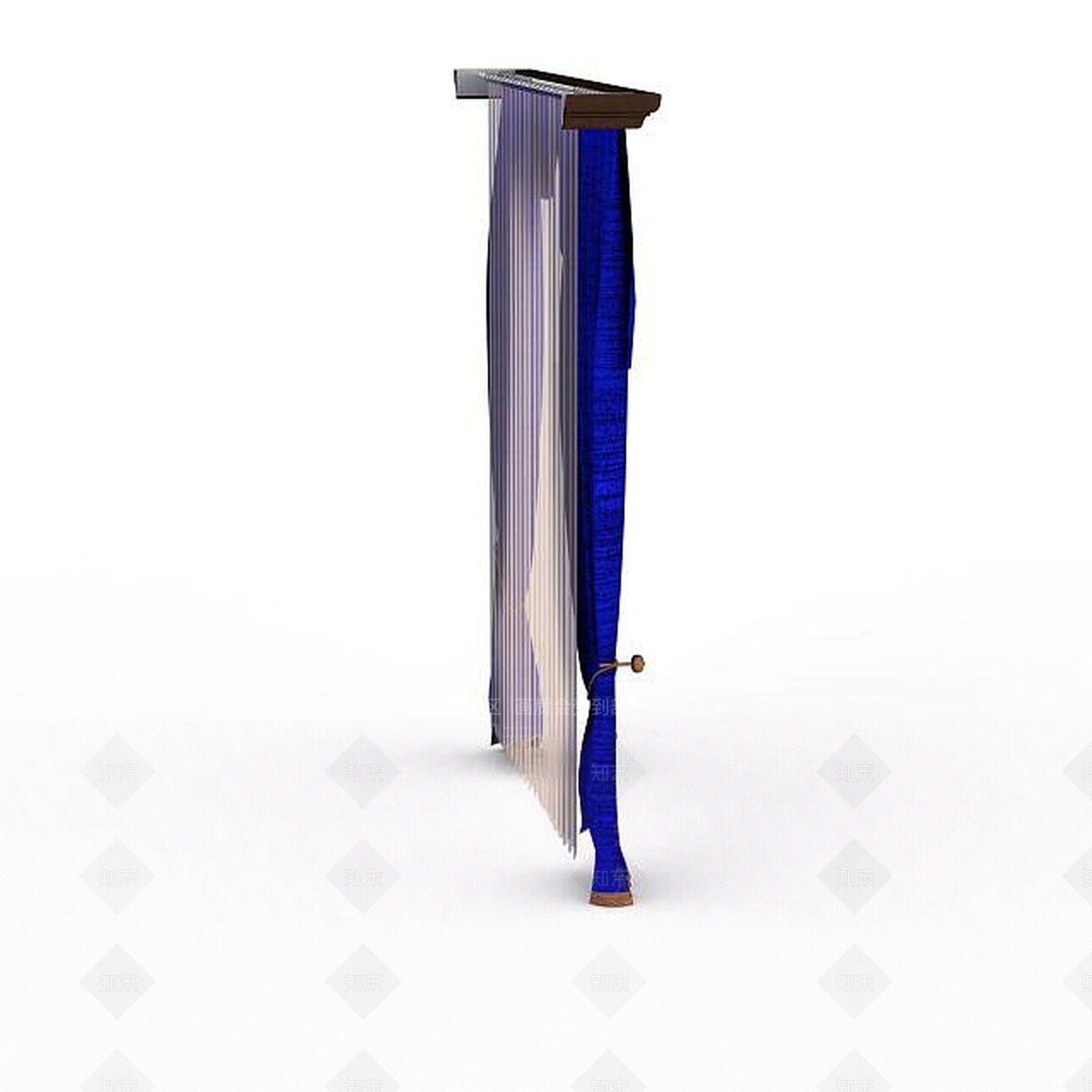 现代蓝色宫廷窗帘3D模型下载【ID:1196443362】