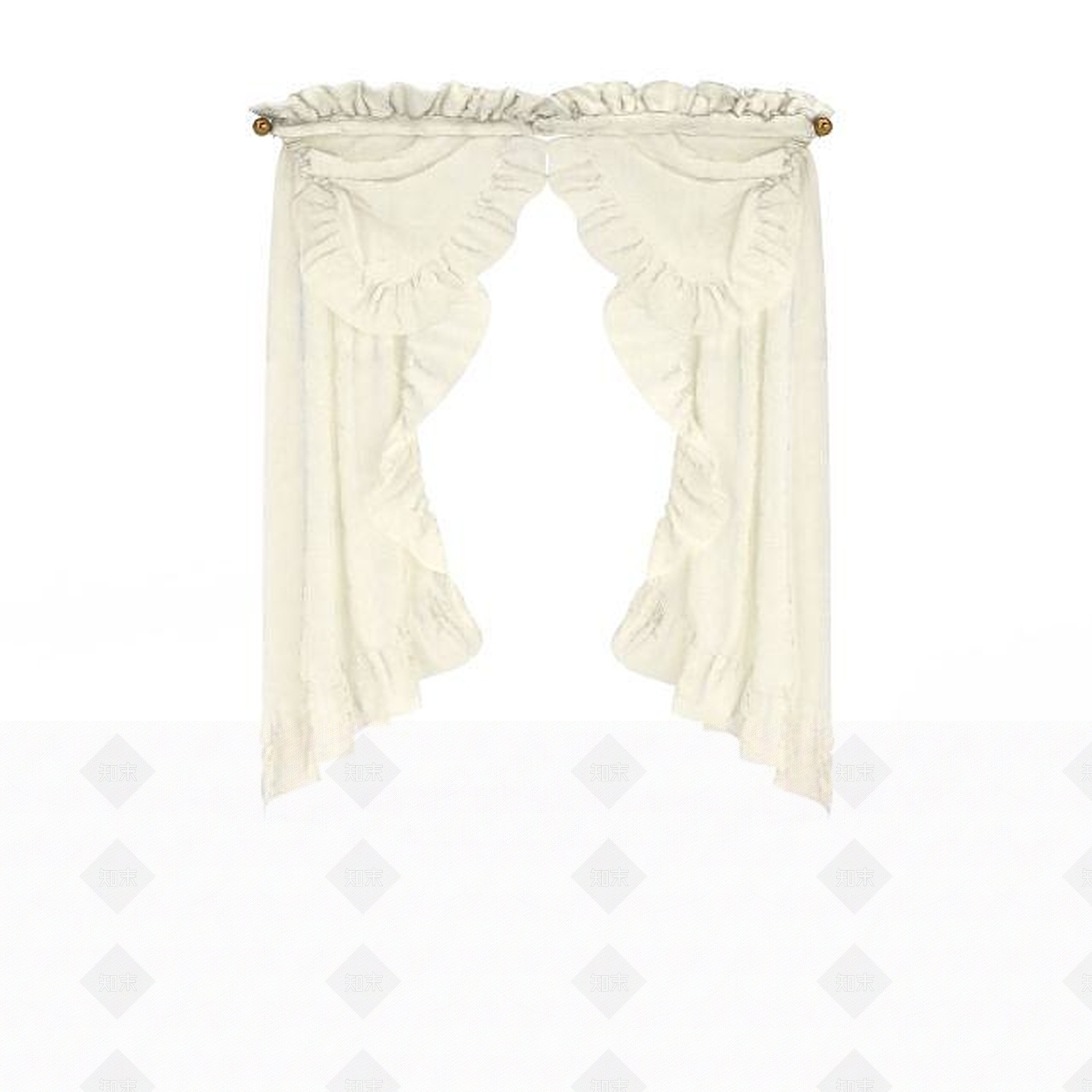 现代米色荷叶边窗帘3D模型下载【ID:1196443481】