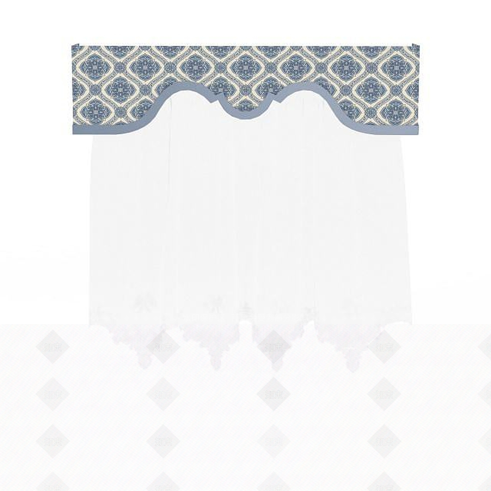 现代白色纱质窗帘3D模型下载【ID:1196443454】