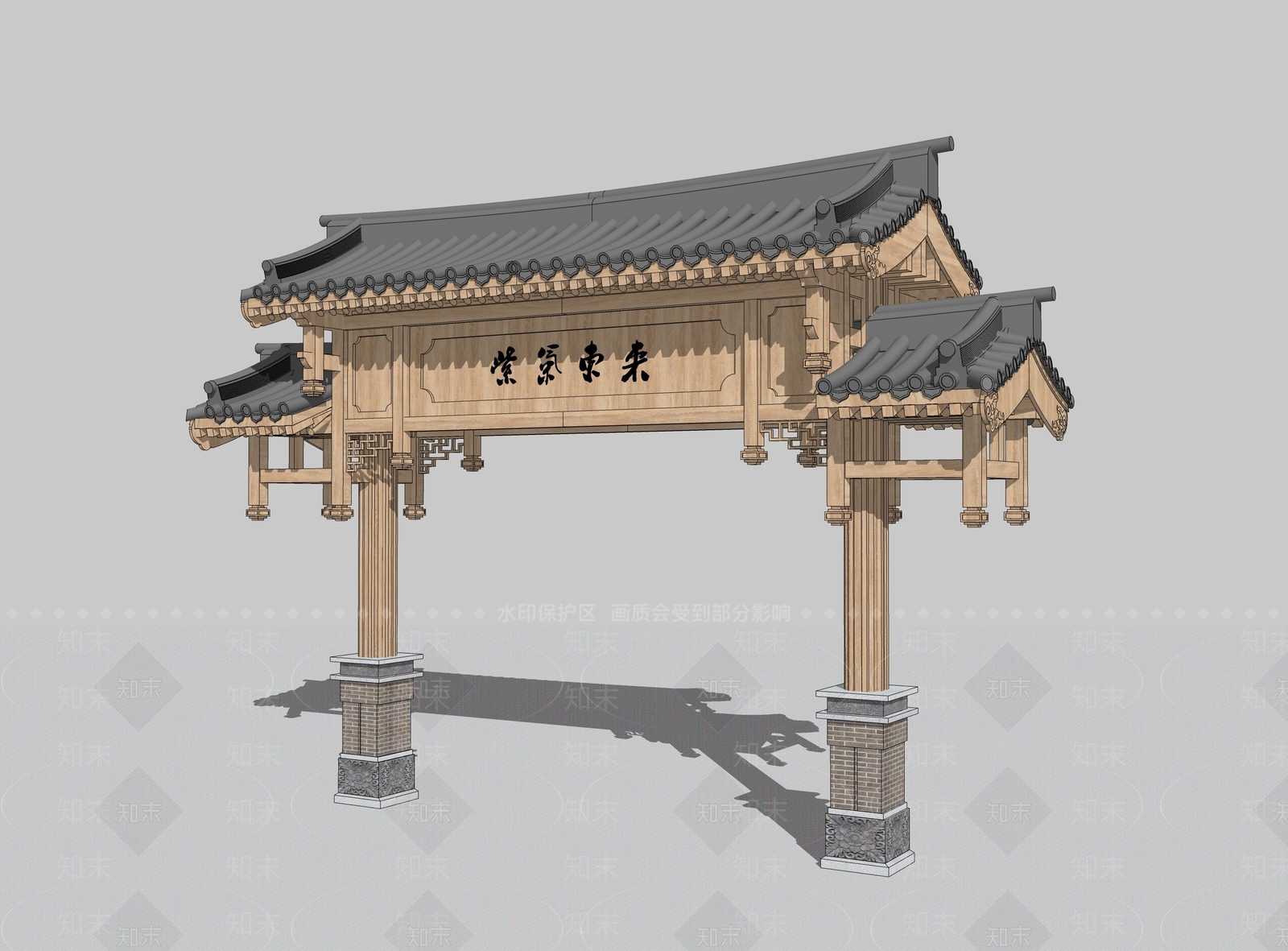 新中式中式牌坊牌楼SU模型下载【ID:1196443787】