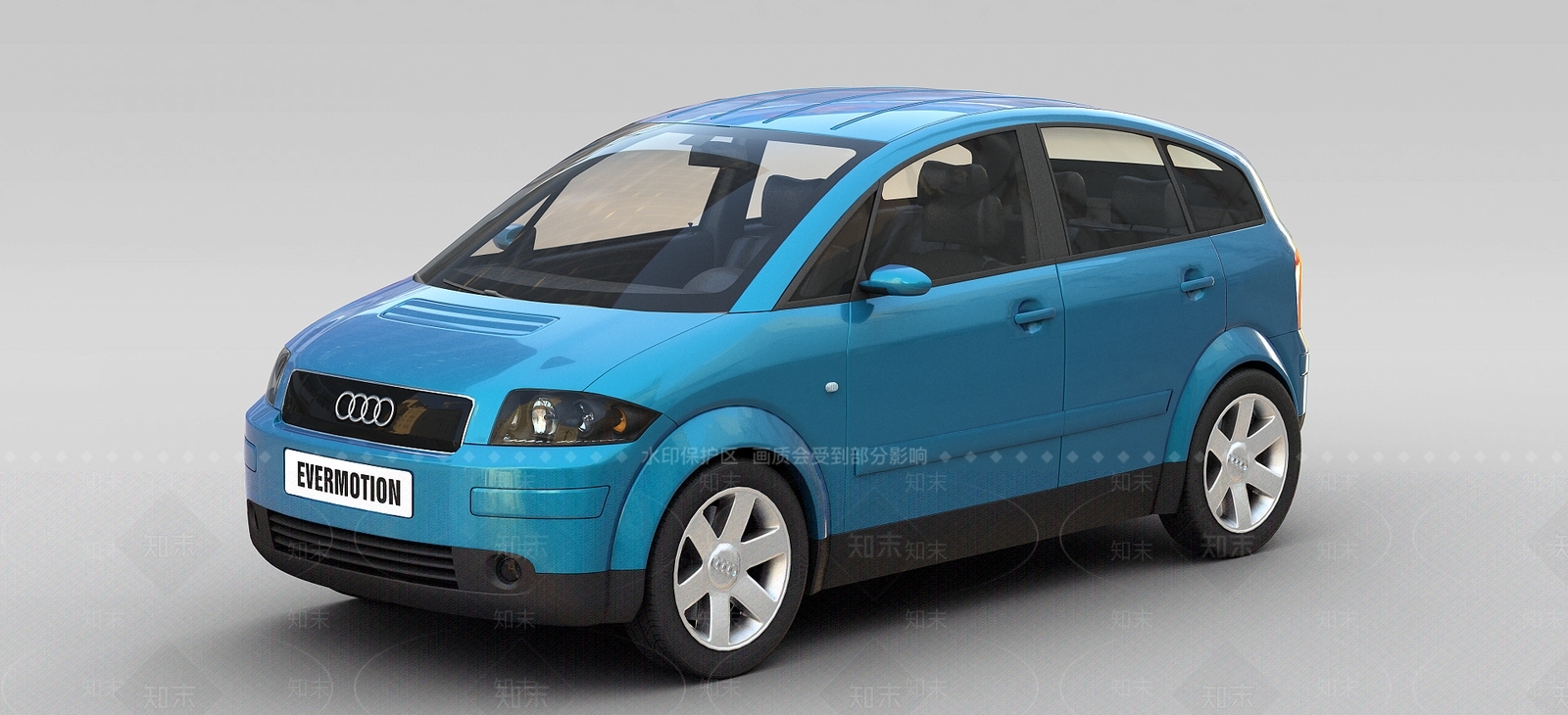 现代蓝色奥迪汽车3D模型下载【ID:1196444182】