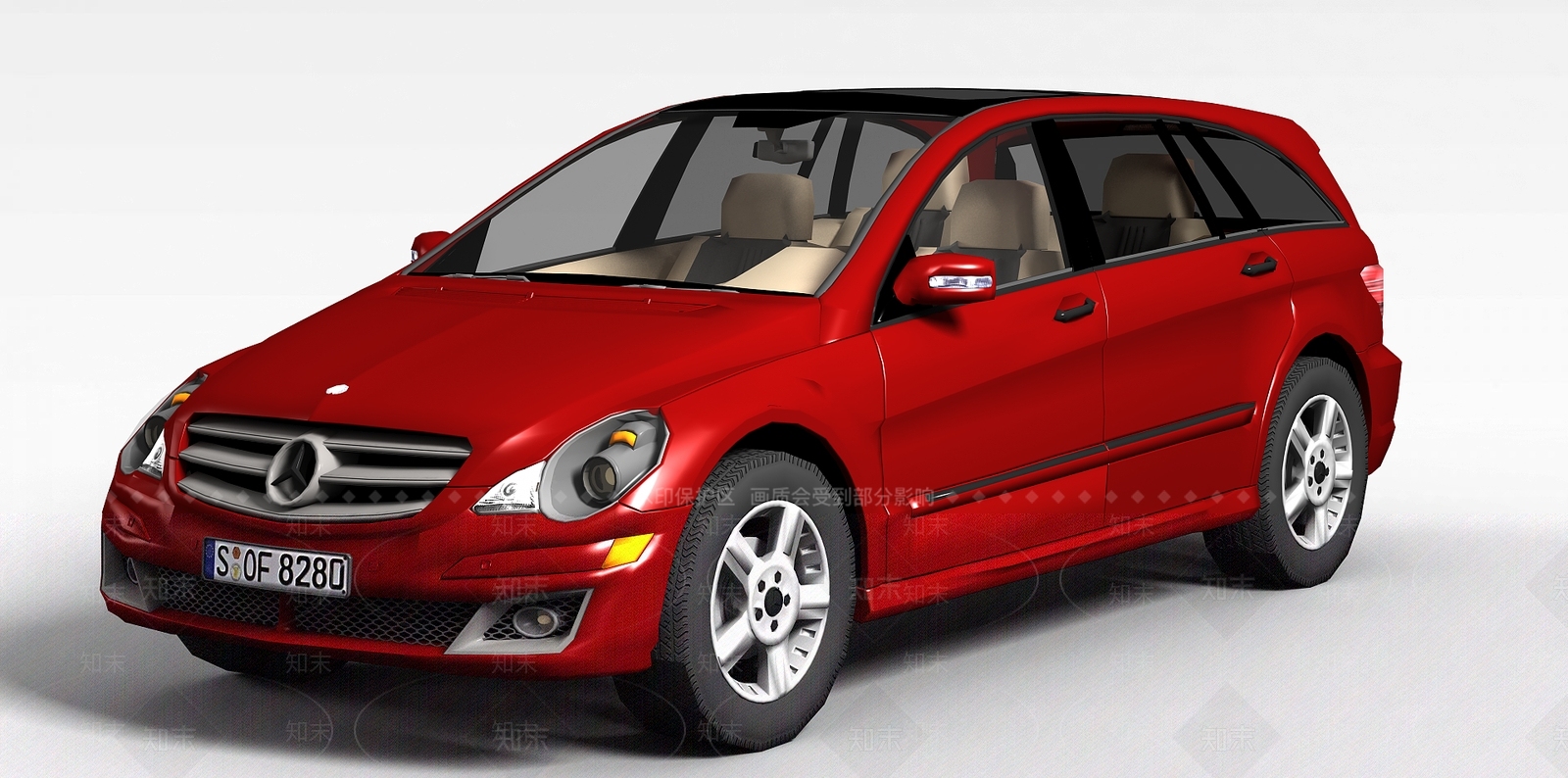现代红色奔驰汽车3D模型下载【ID:1196444527】