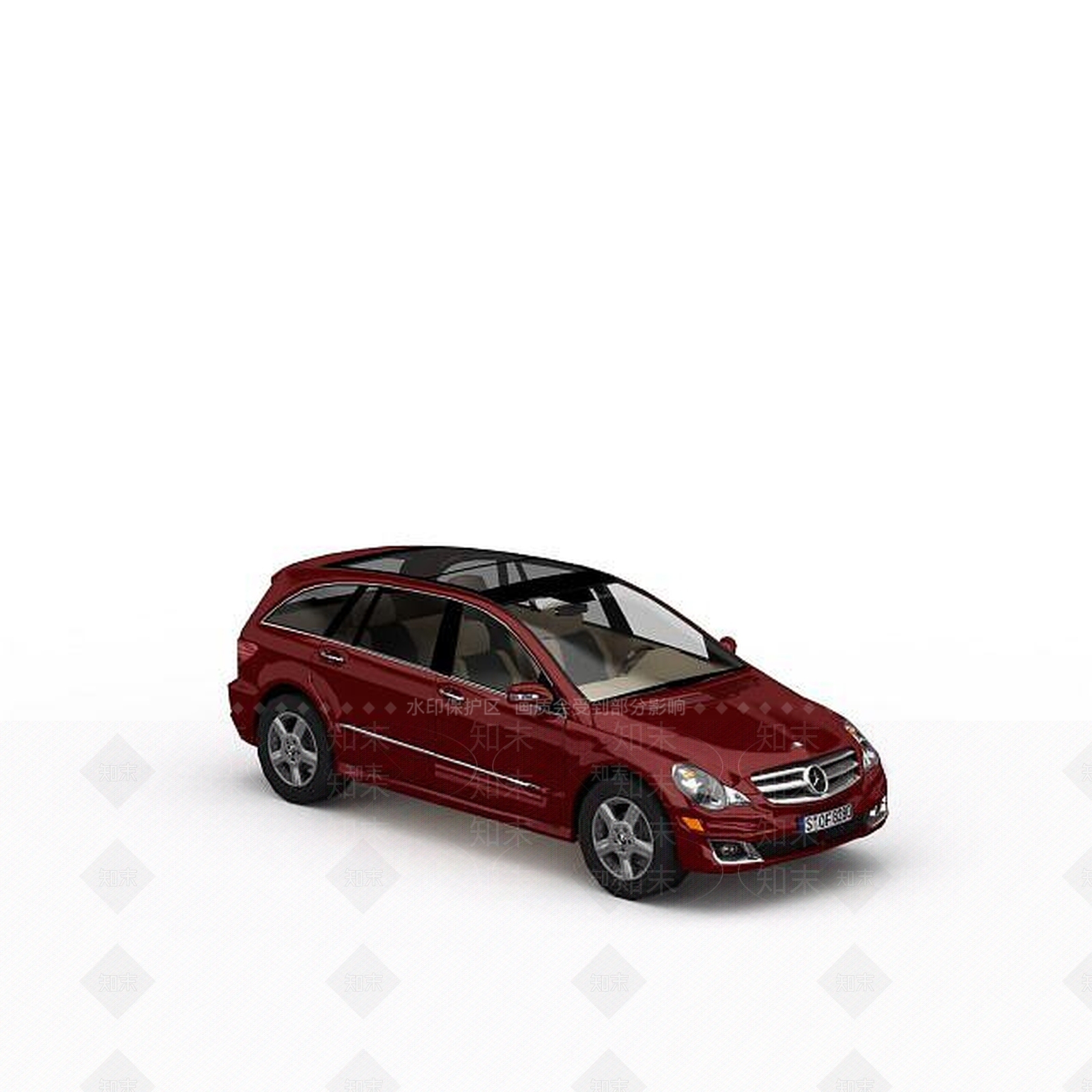 现代红色奔驰汽车3D模型下载【ID:1196444527】