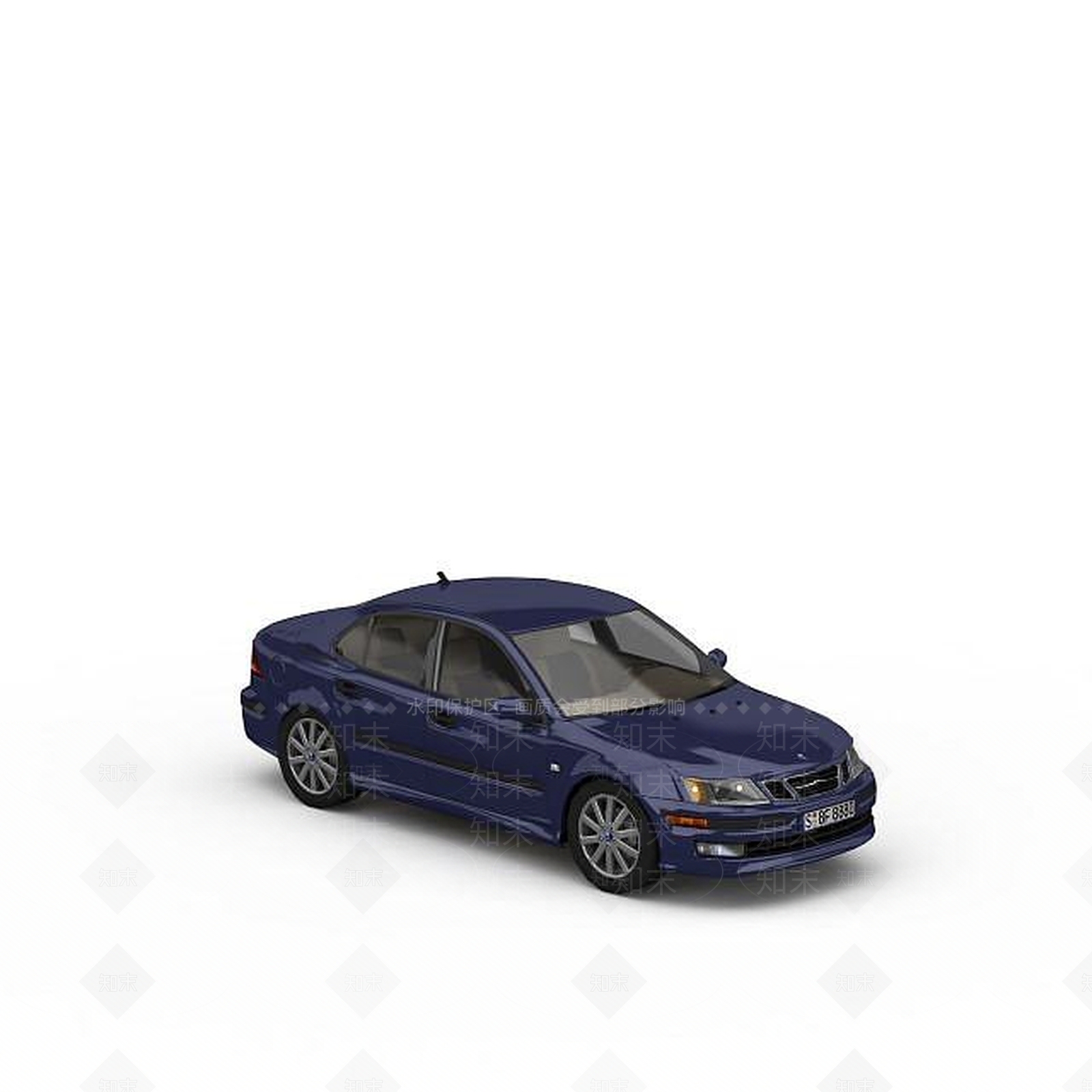 现代蓝色时尚轿车3D模型下载【ID:1196444992】