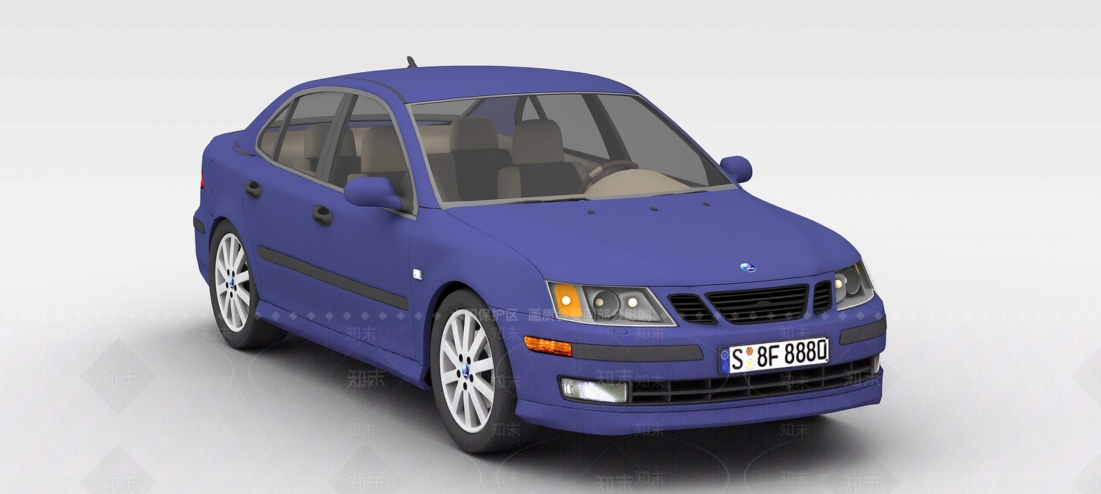 现代蓝色时尚汽车3D模型下载【ID:1196444934】