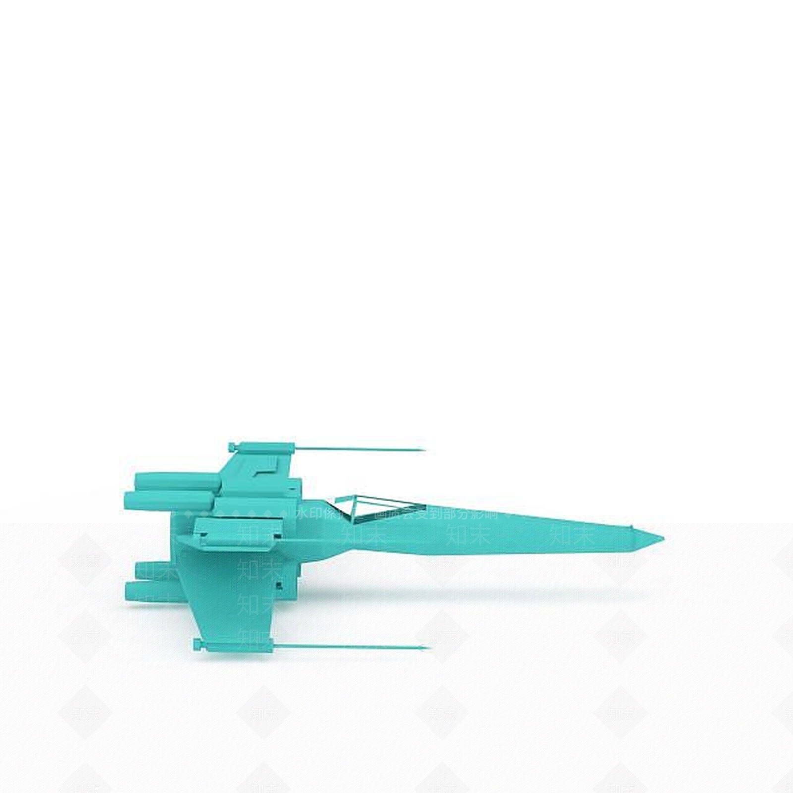 现代青色飞机玩具3D模型下载【ID:1196446090】