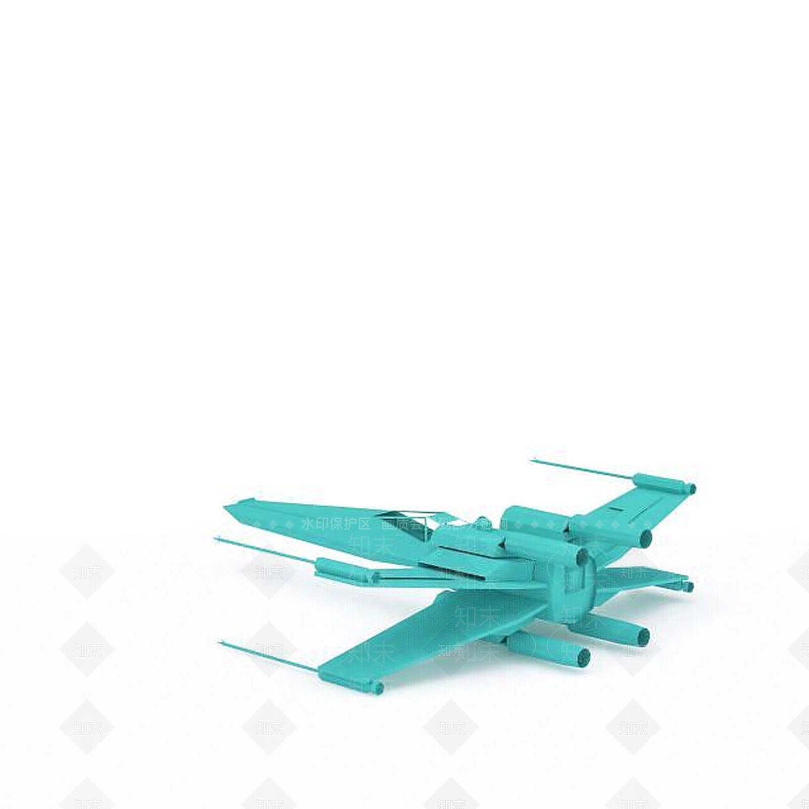现代青色飞机玩具3D模型下载【ID:1196446090】