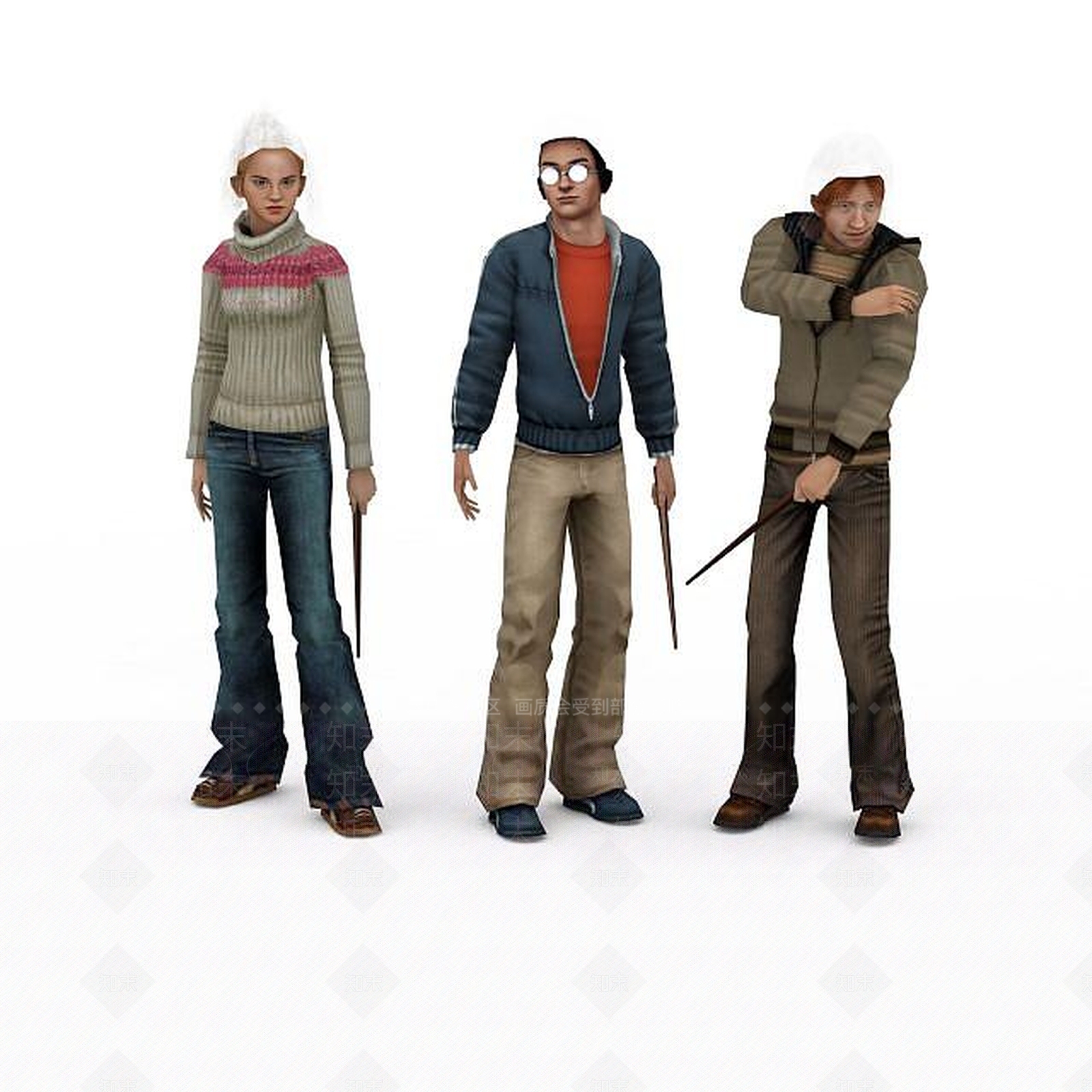 现代卡通人物组合3D模型下载【ID:1196447542】