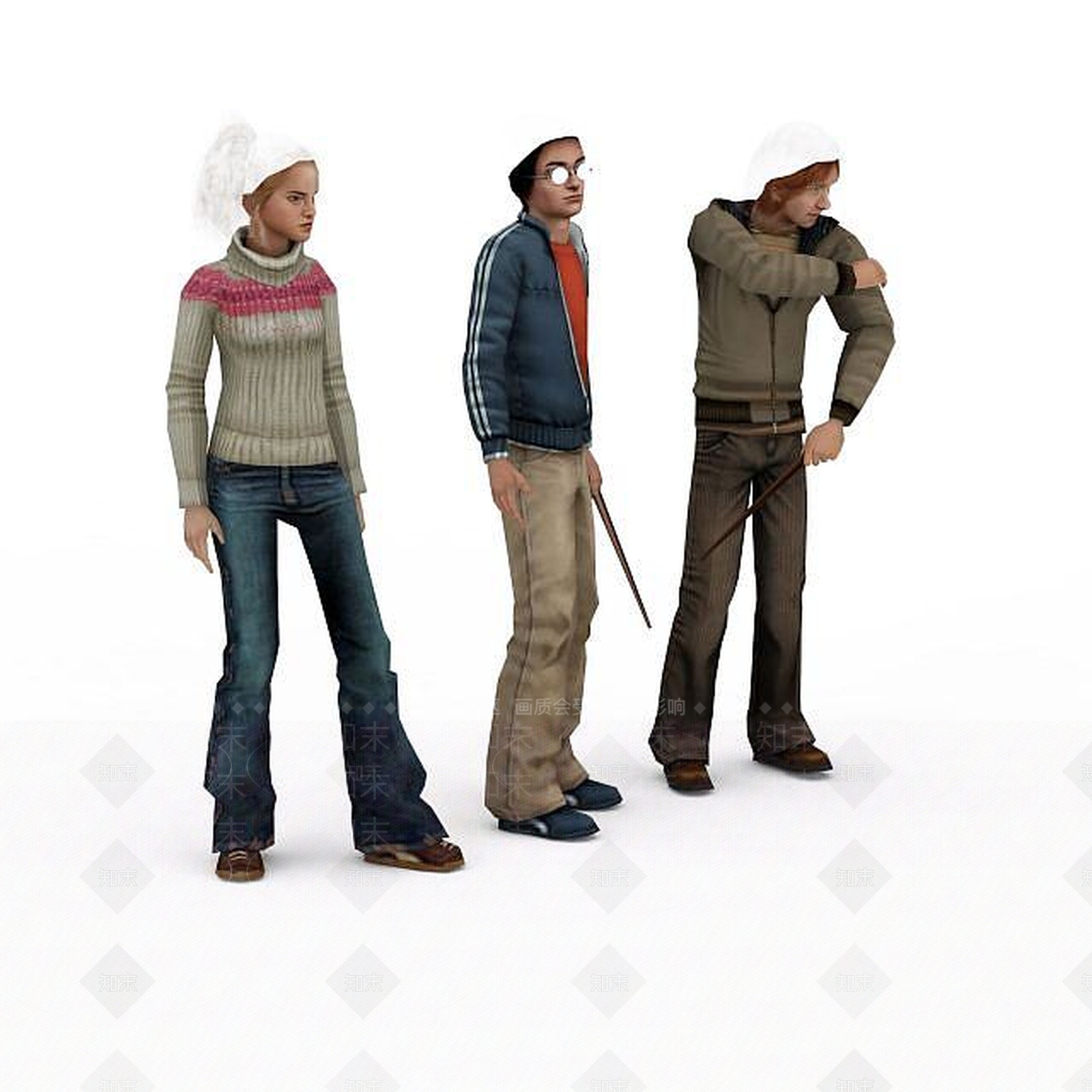 现代卡通人物组合3D模型下载【ID:1196447542】
