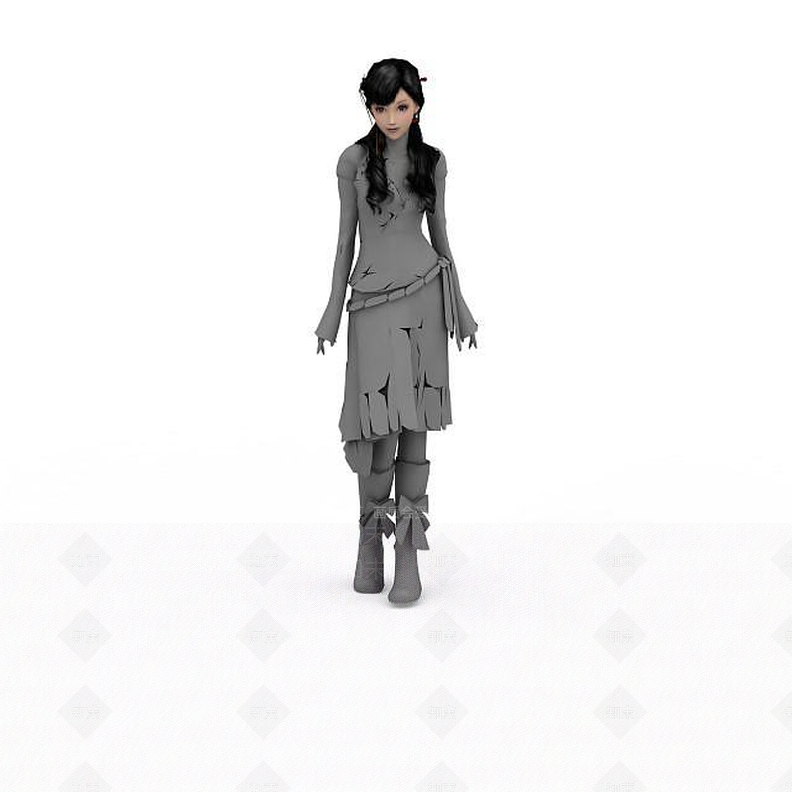 现代卡通少女人物3D模型下载【ID:1196447971】