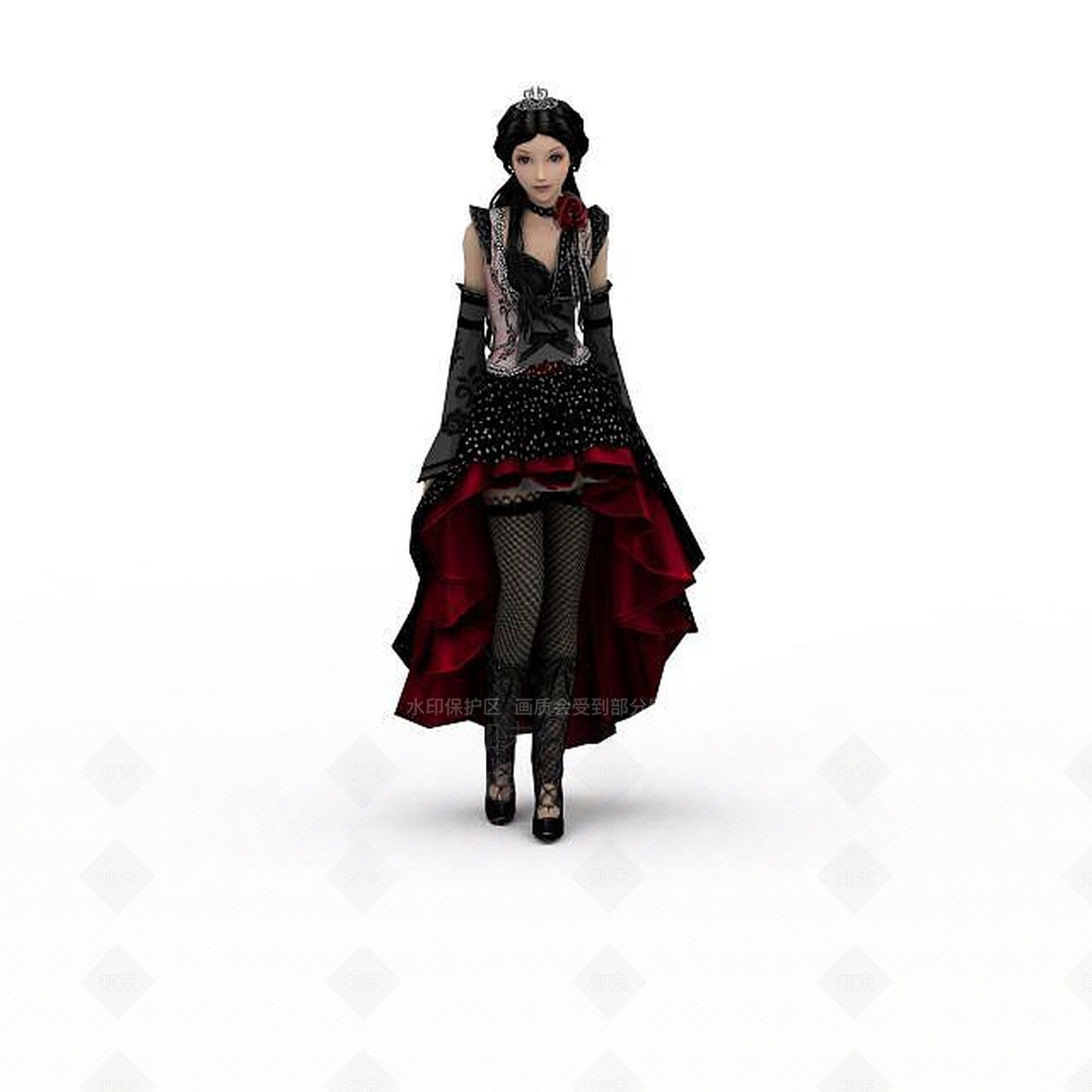 现代红裙少女3D模型下载【ID:1196447963】