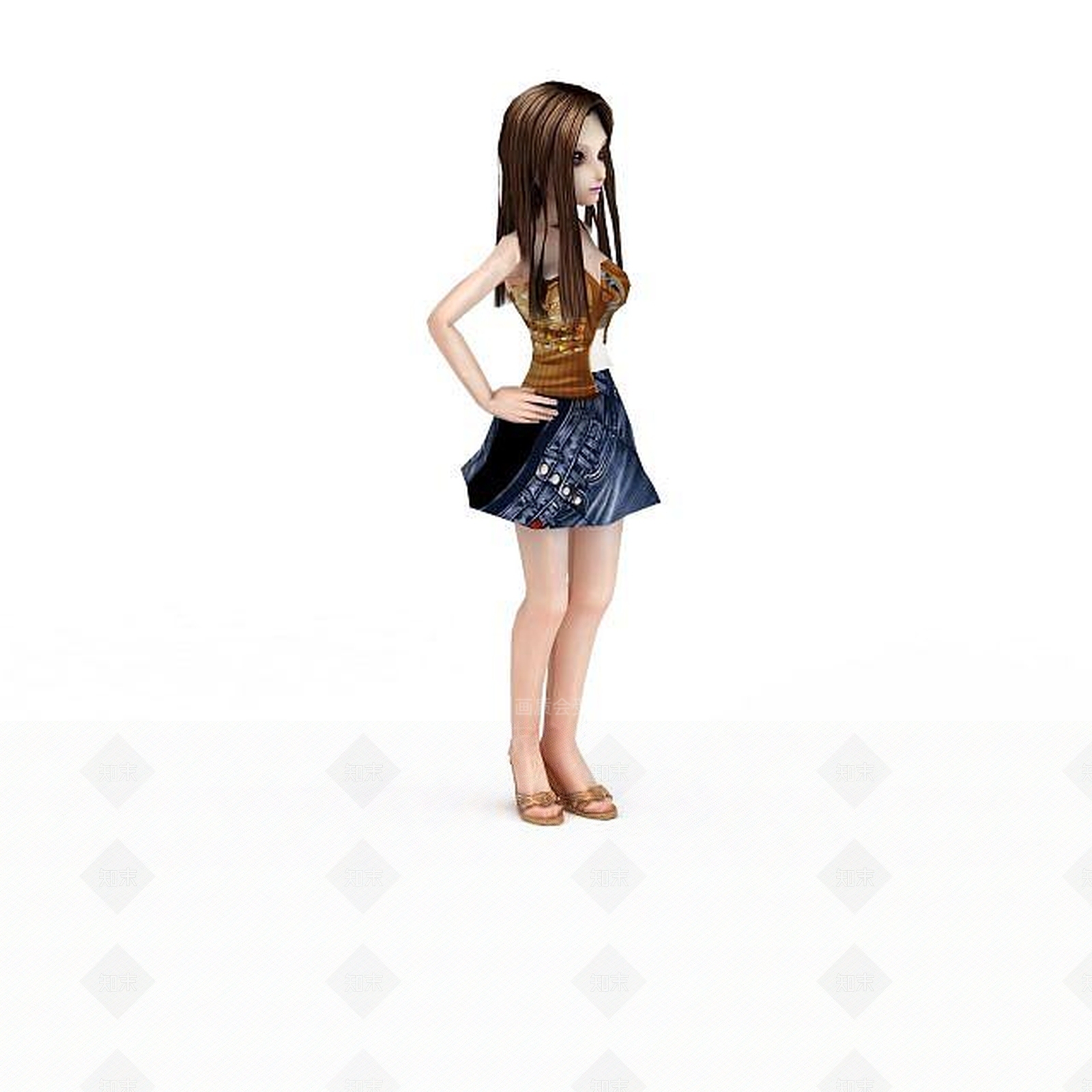 现代卡通长发少女3D模型下载【ID:1196448171】