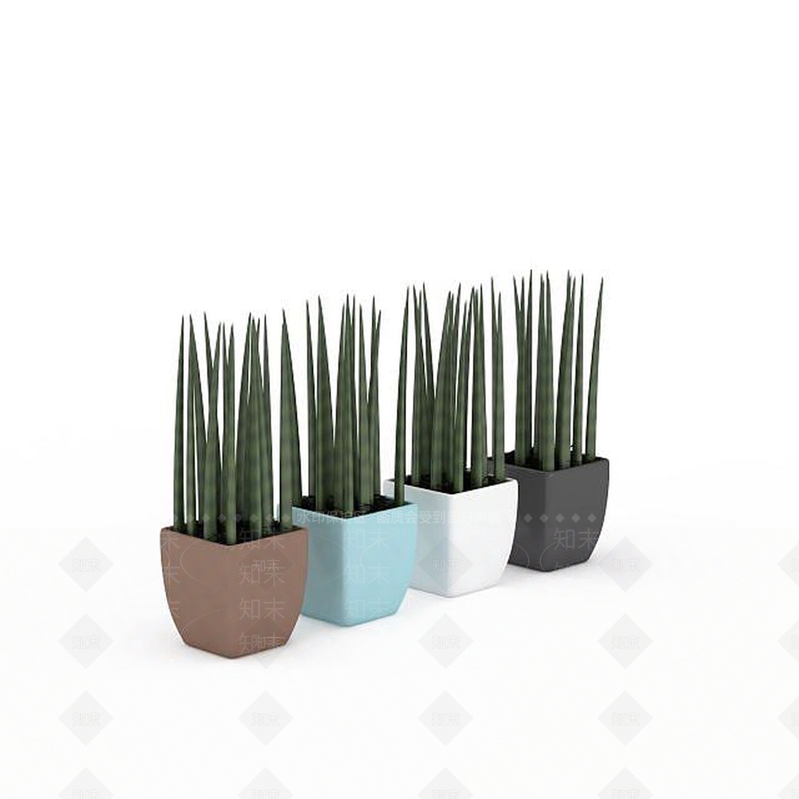 现代芦荟盆景组合3D模型下载【ID:1196448358】