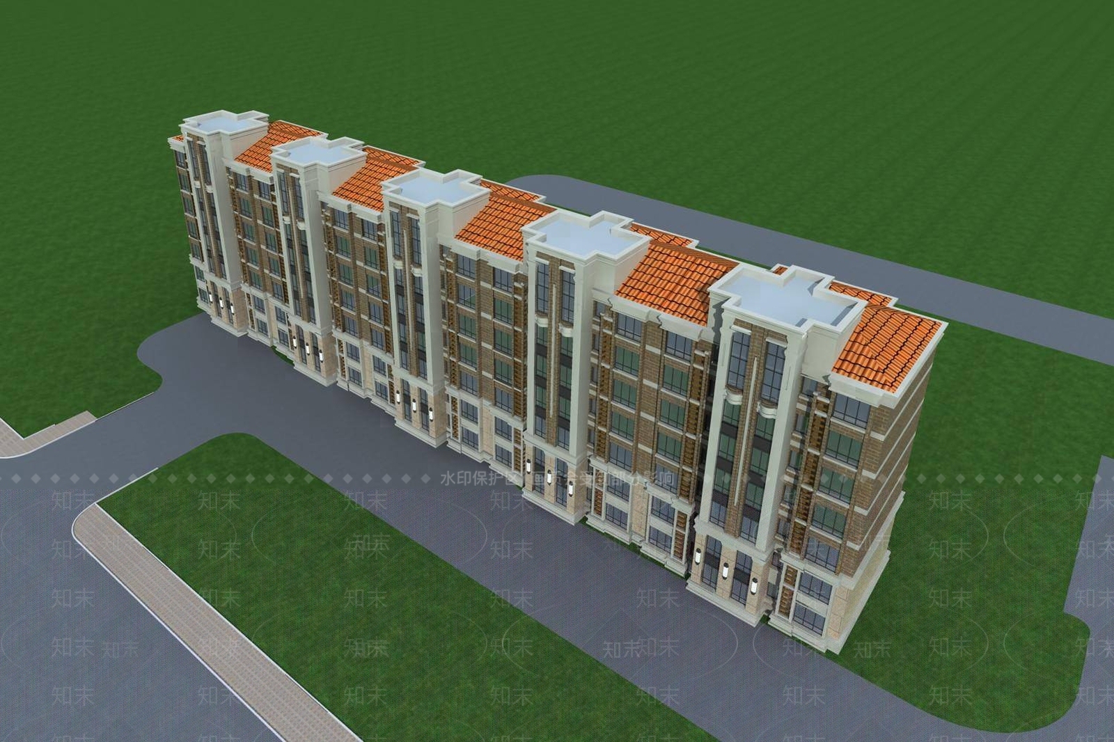 欧式小高层住宅楼3D模型下载【ID:1196448654】