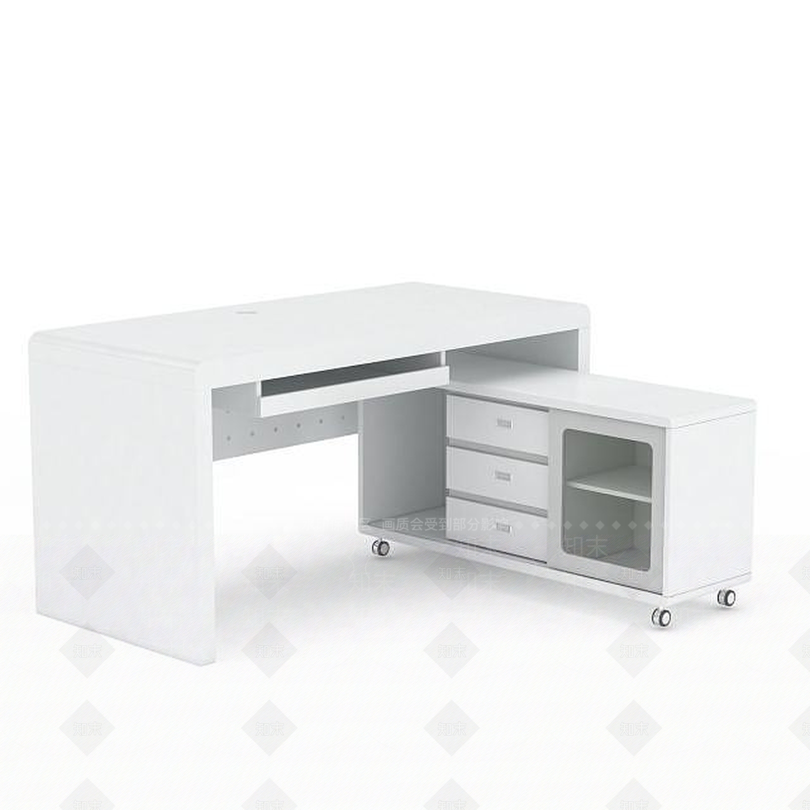 现代白色办公桌3D模型下载【ID:1196448599】
