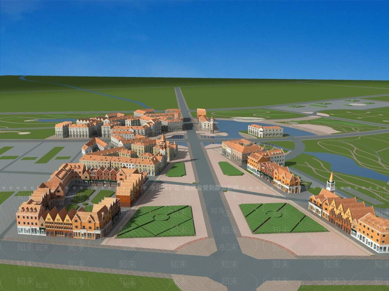 欧式商业街3D模型下载【ID:1196448845】