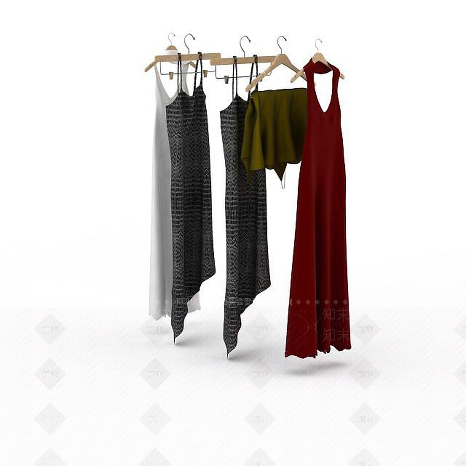 现代女款吊带裙3D模型下载【ID:1196450490】