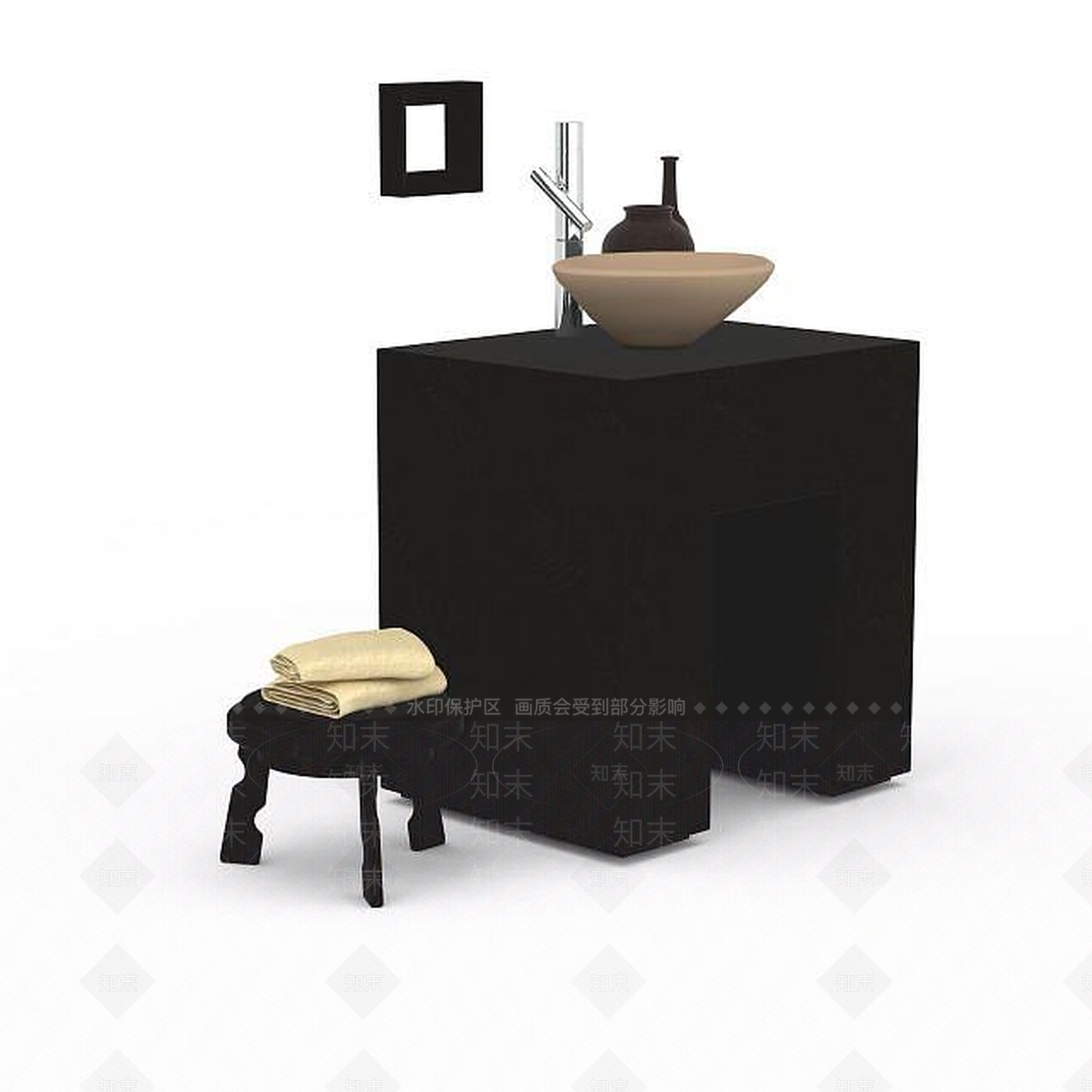 现代简约洗面盆3D模型下载【ID:1196452405】