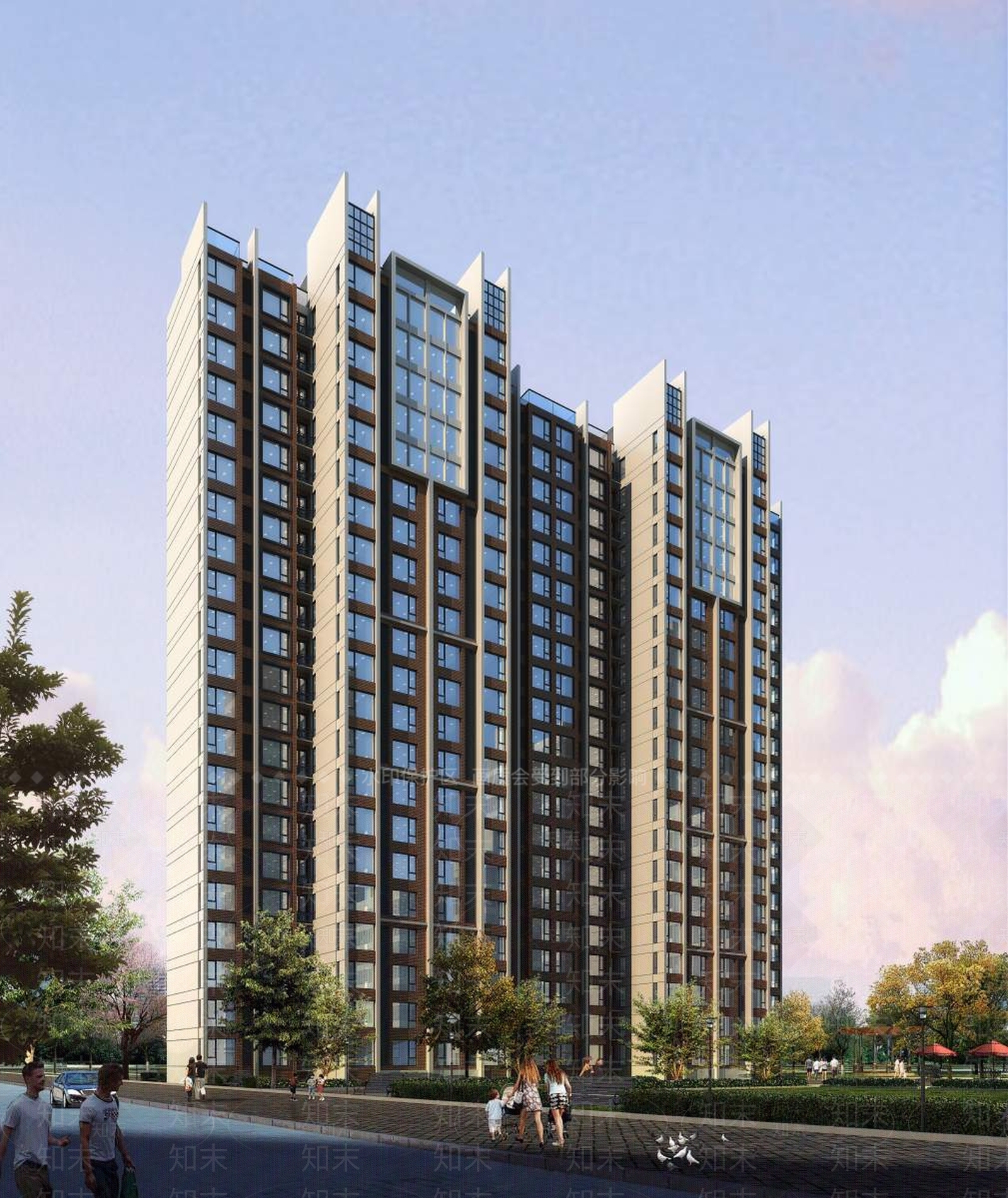 现代小高层住宅楼3D模型下载【ID:1196454058】