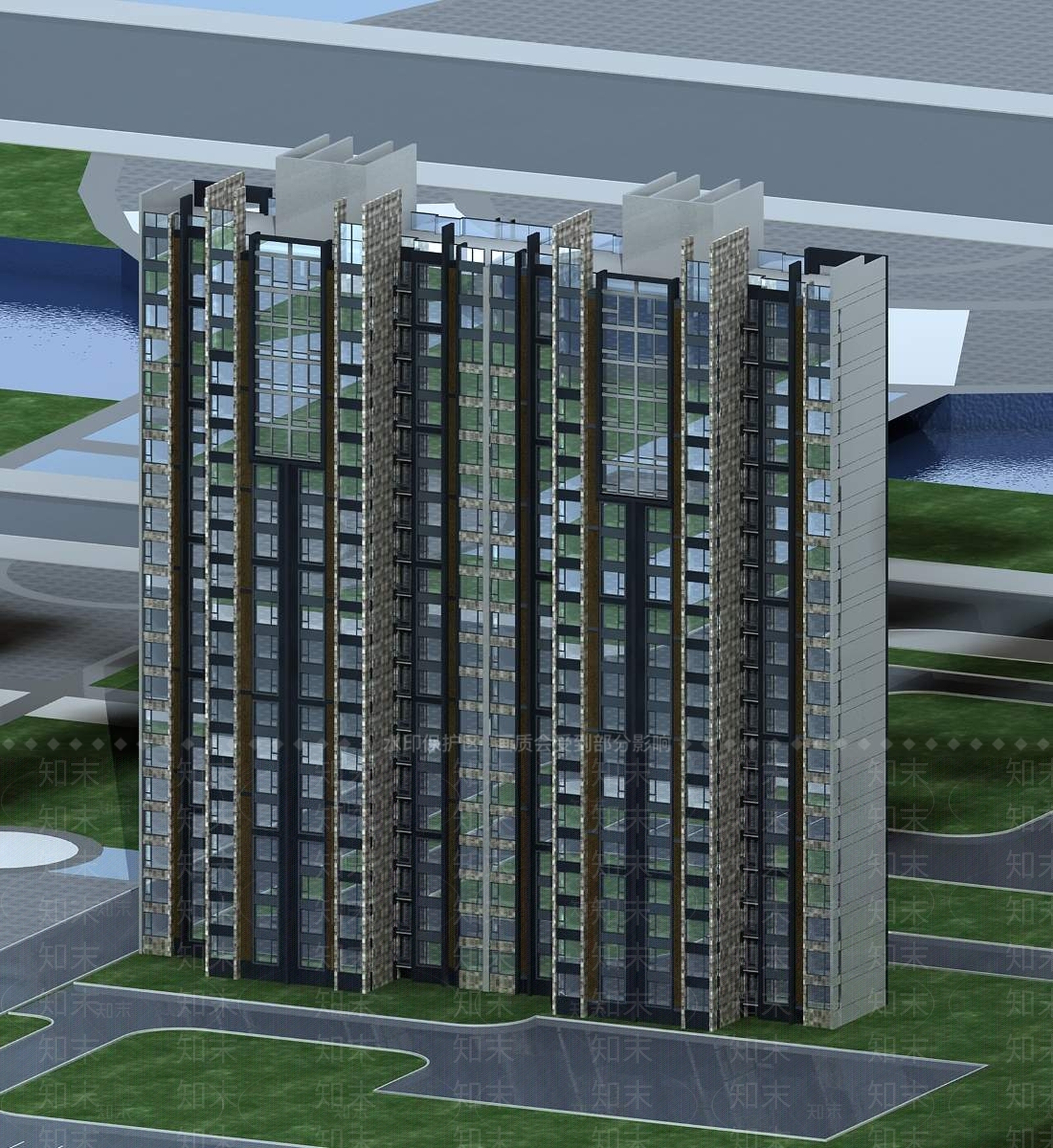 现代小高层住宅楼3D模型下载【ID:1196454058】