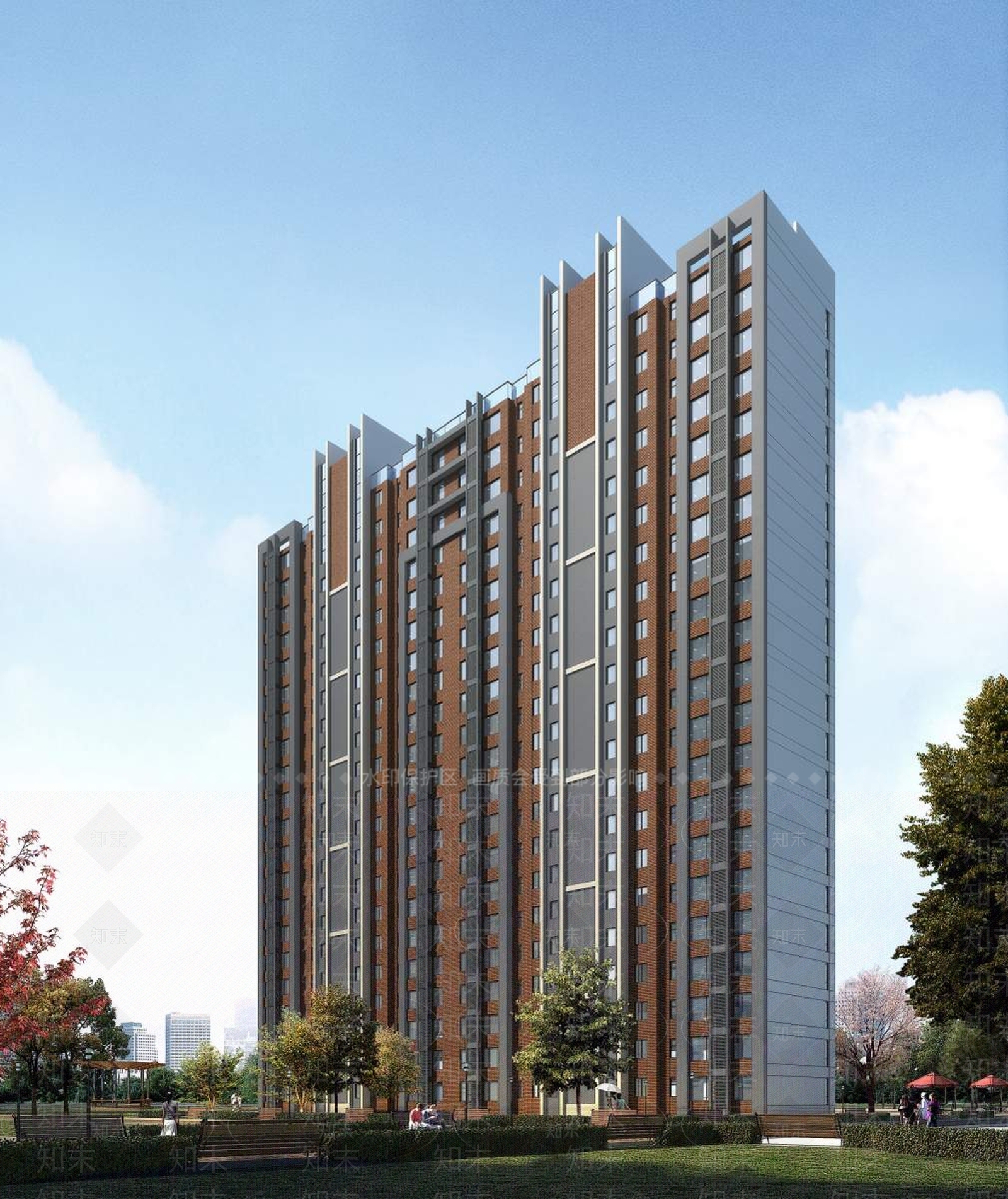现代小高层住宅楼3D模型下载【ID:1196454058】