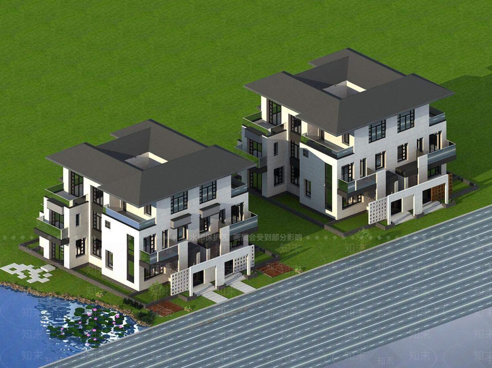 现代别墅外观3D模型下载【ID:1196454234】