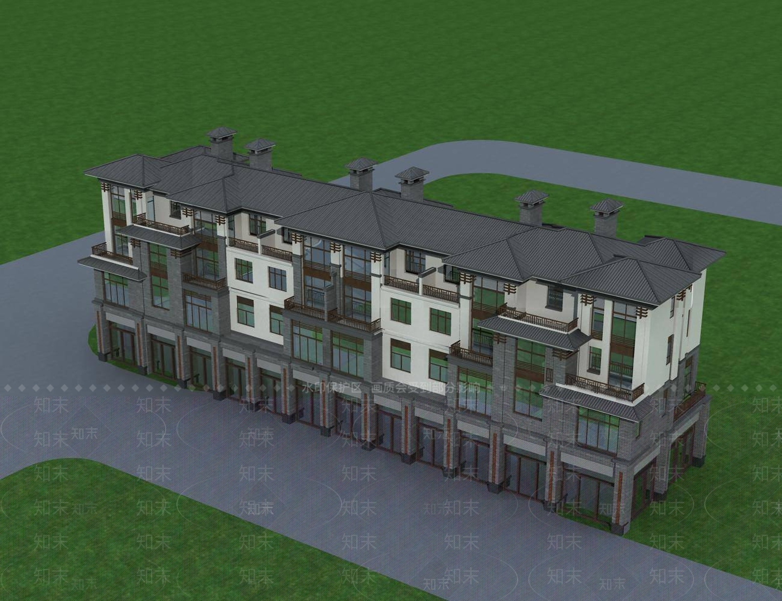 中式多层住宅楼3D模型下载【ID:1196454782】