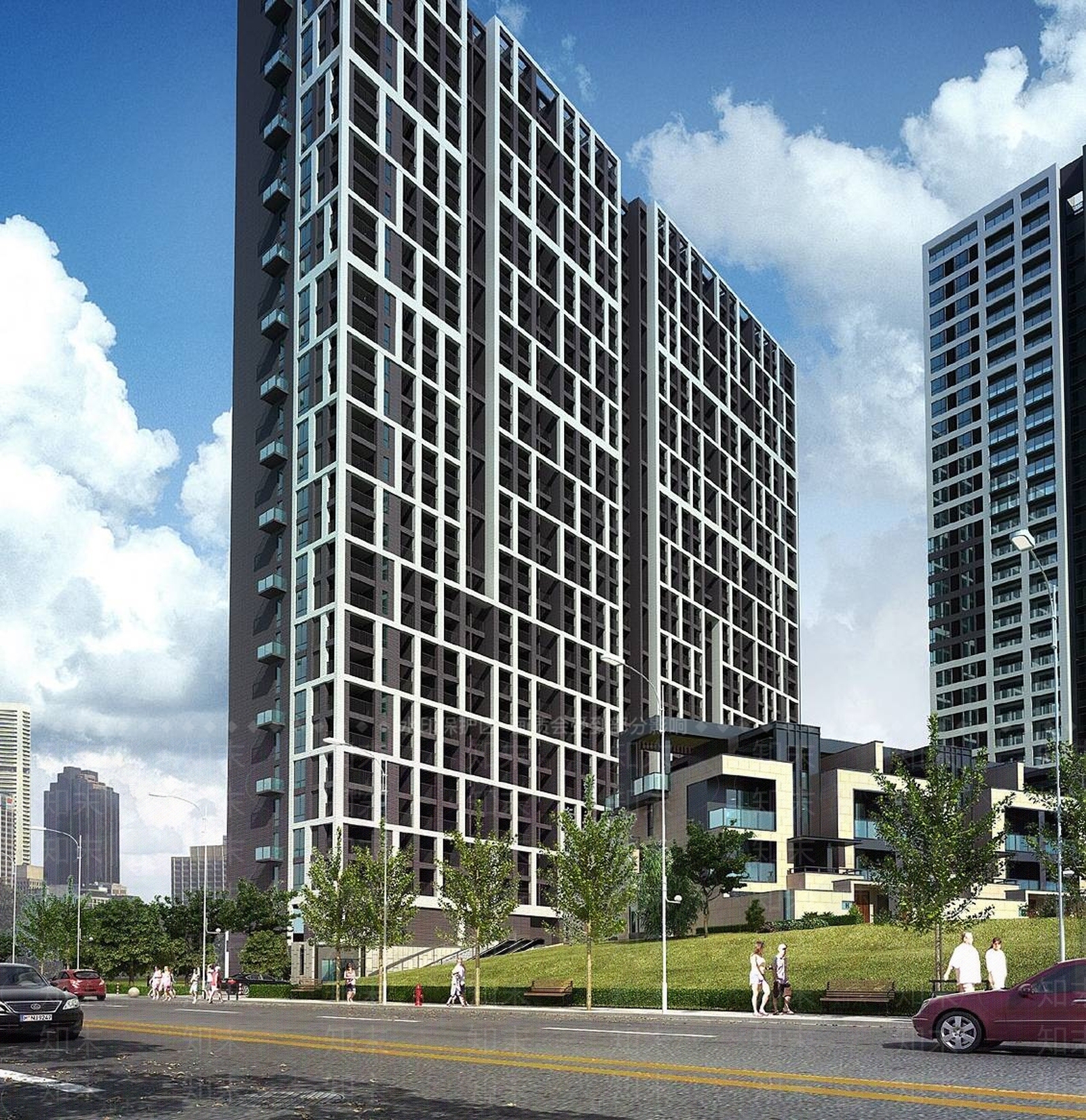 现代小高层住宅楼3D模型下载【ID:1196455248】