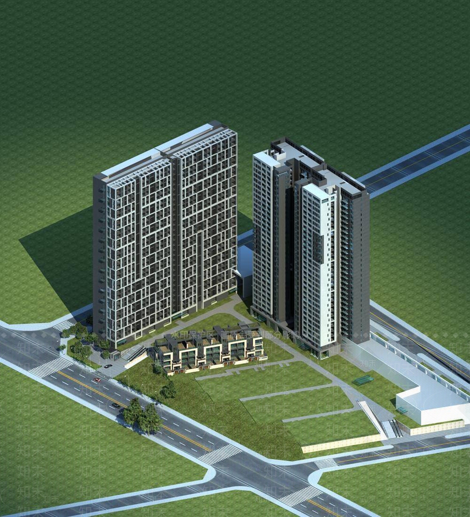 现代小高层住宅楼3D模型下载【ID:1196455248】