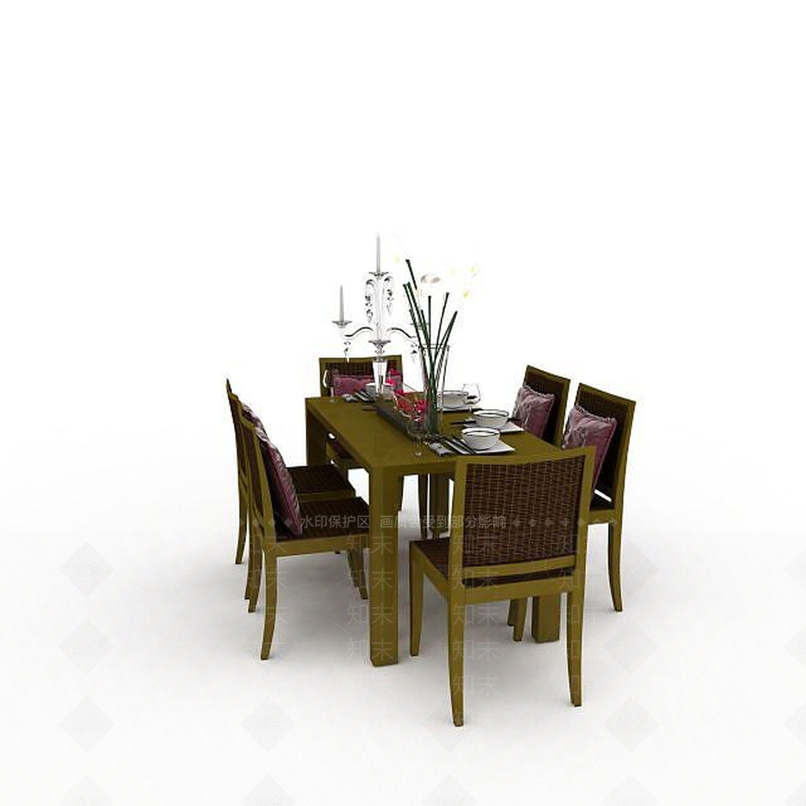 现代桌椅组合3D模型下载【ID:1196457162】