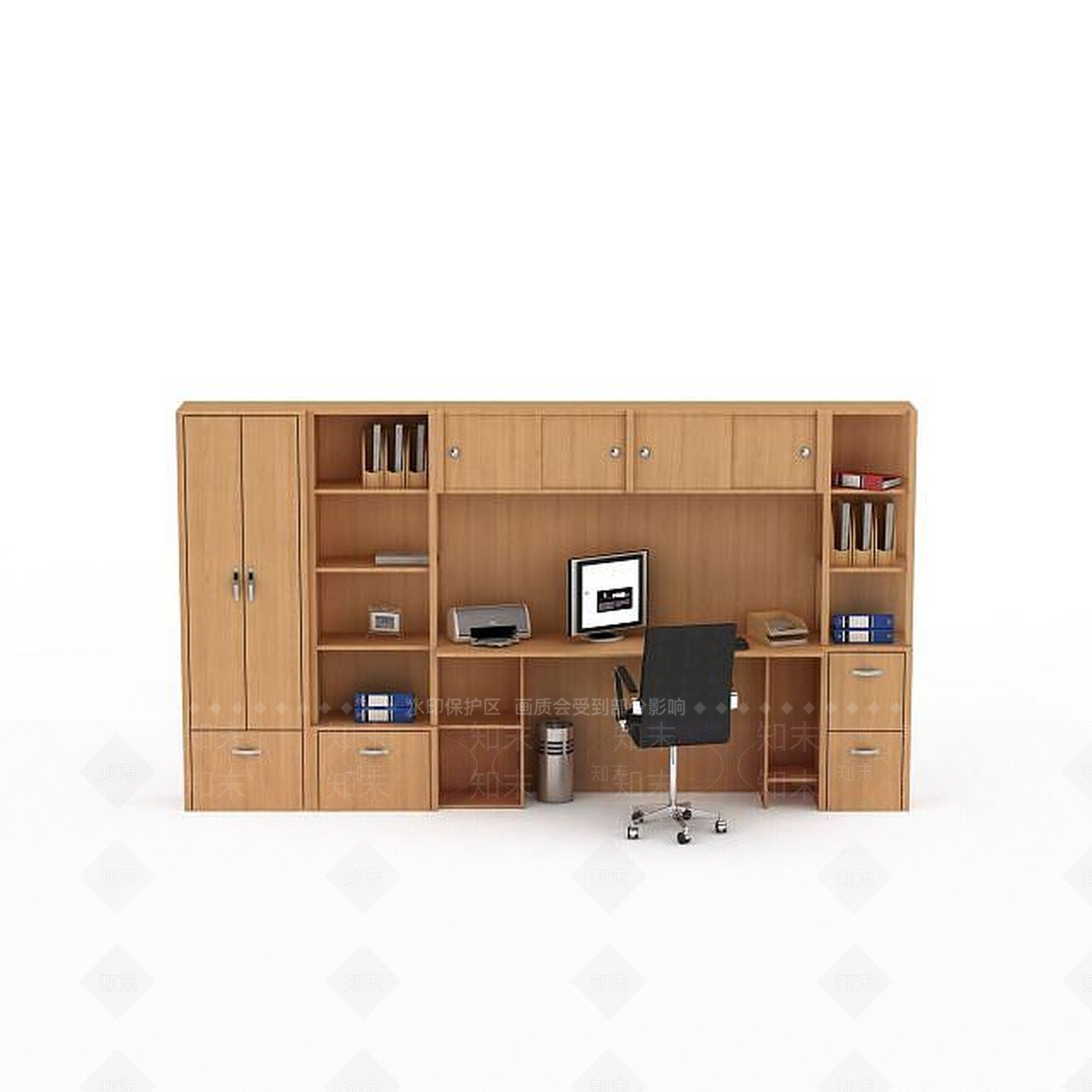 现代木制课桌书架3D模型下载【ID:1196461689】