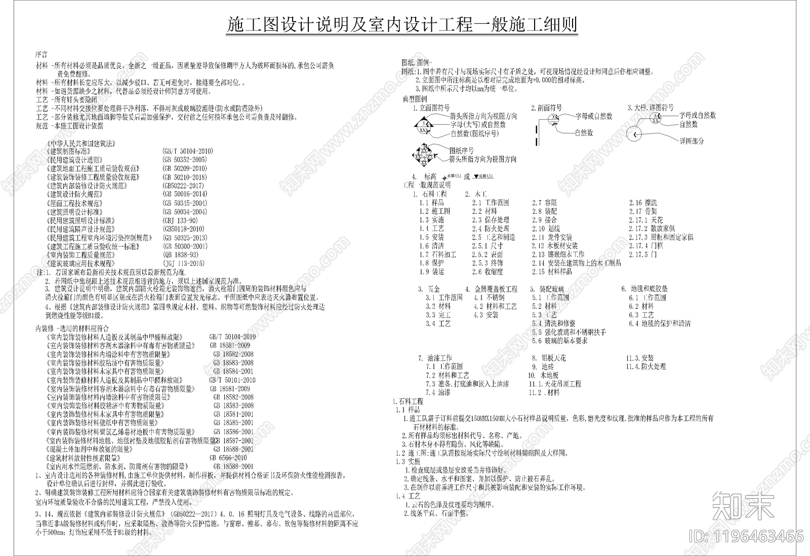 现代设计说明cad施工图下载【ID:1196463466】