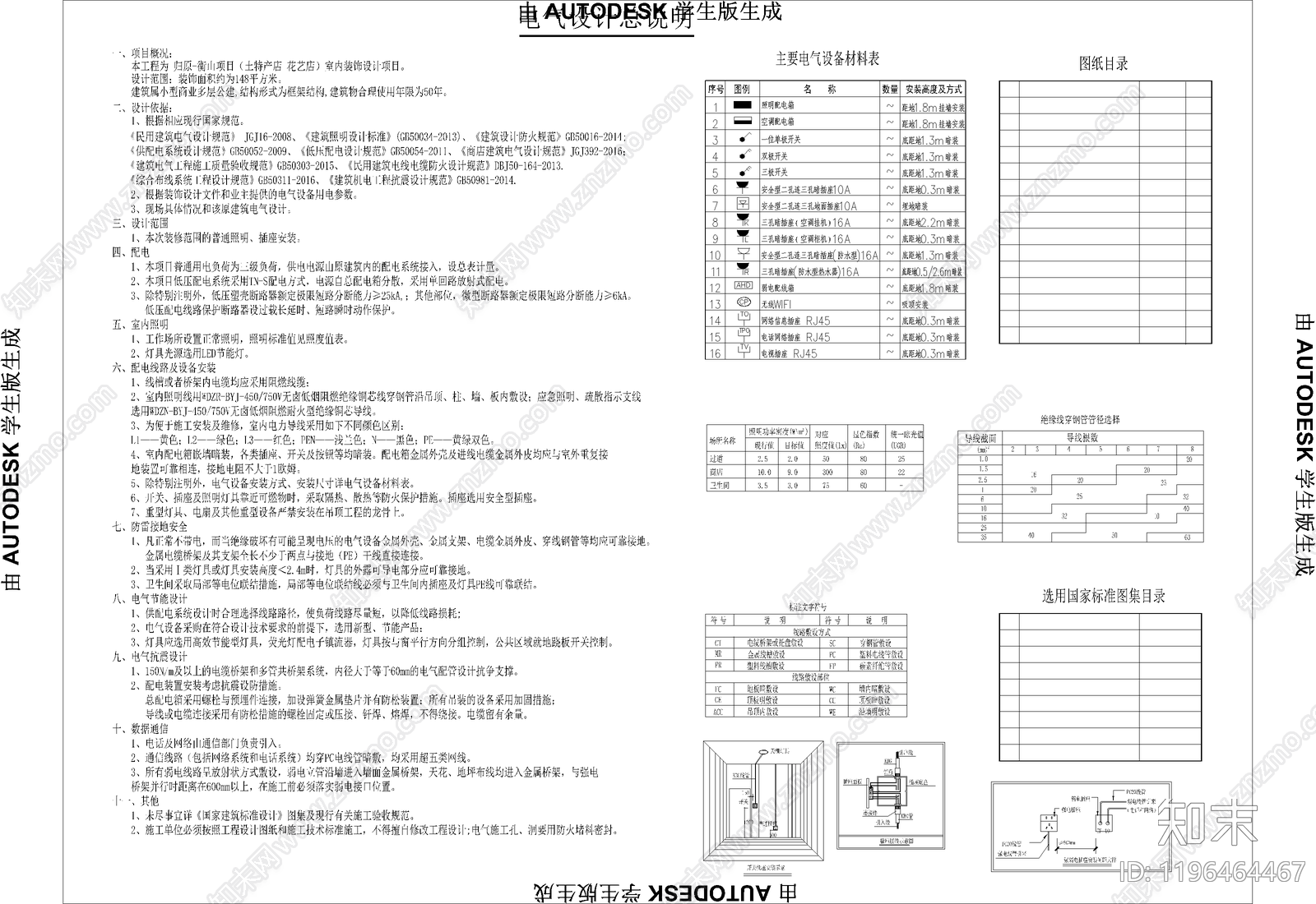 现代设计说明cad施工图下载【ID:1196464467】