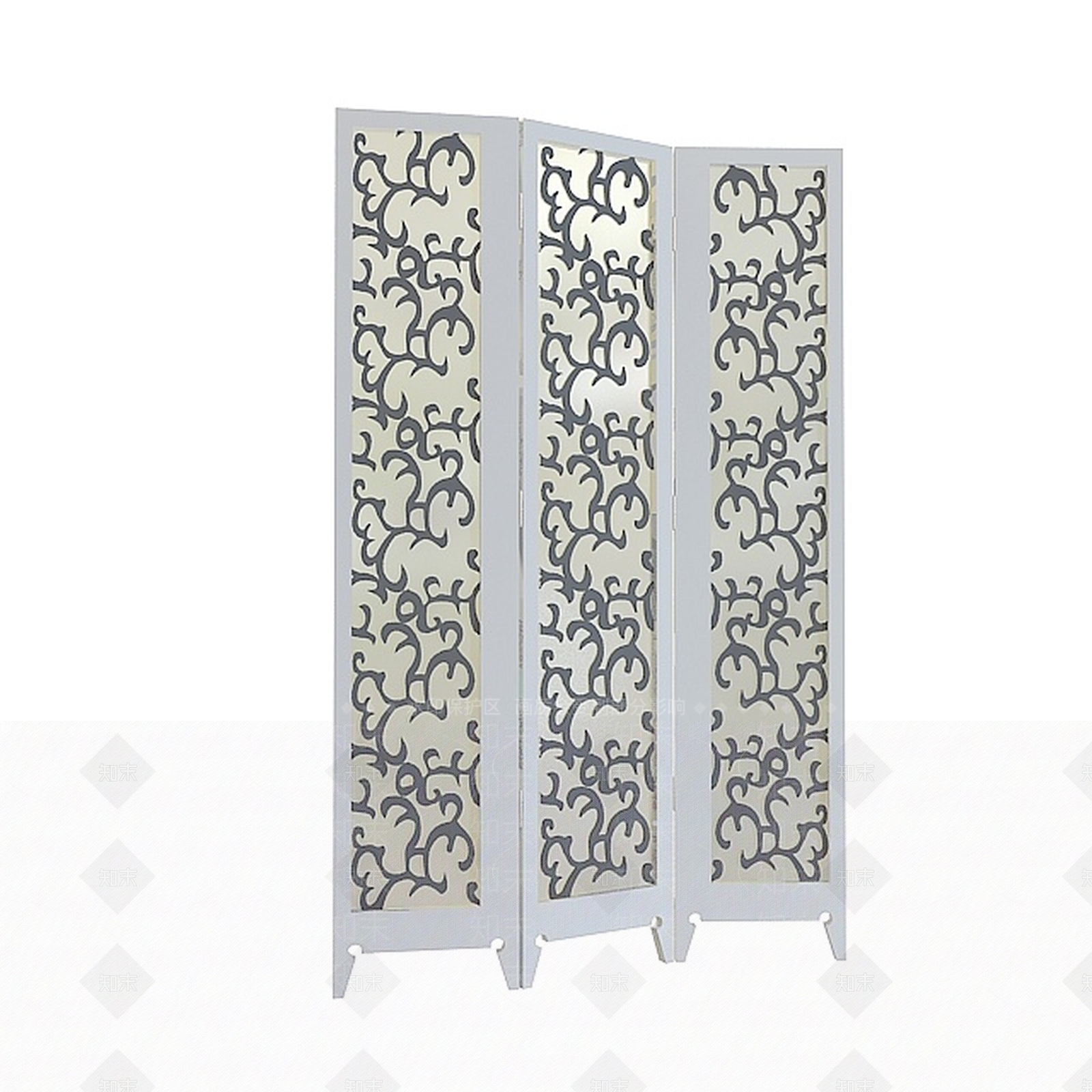 现代雕花三条屏3D模型下载【ID:1196465901】