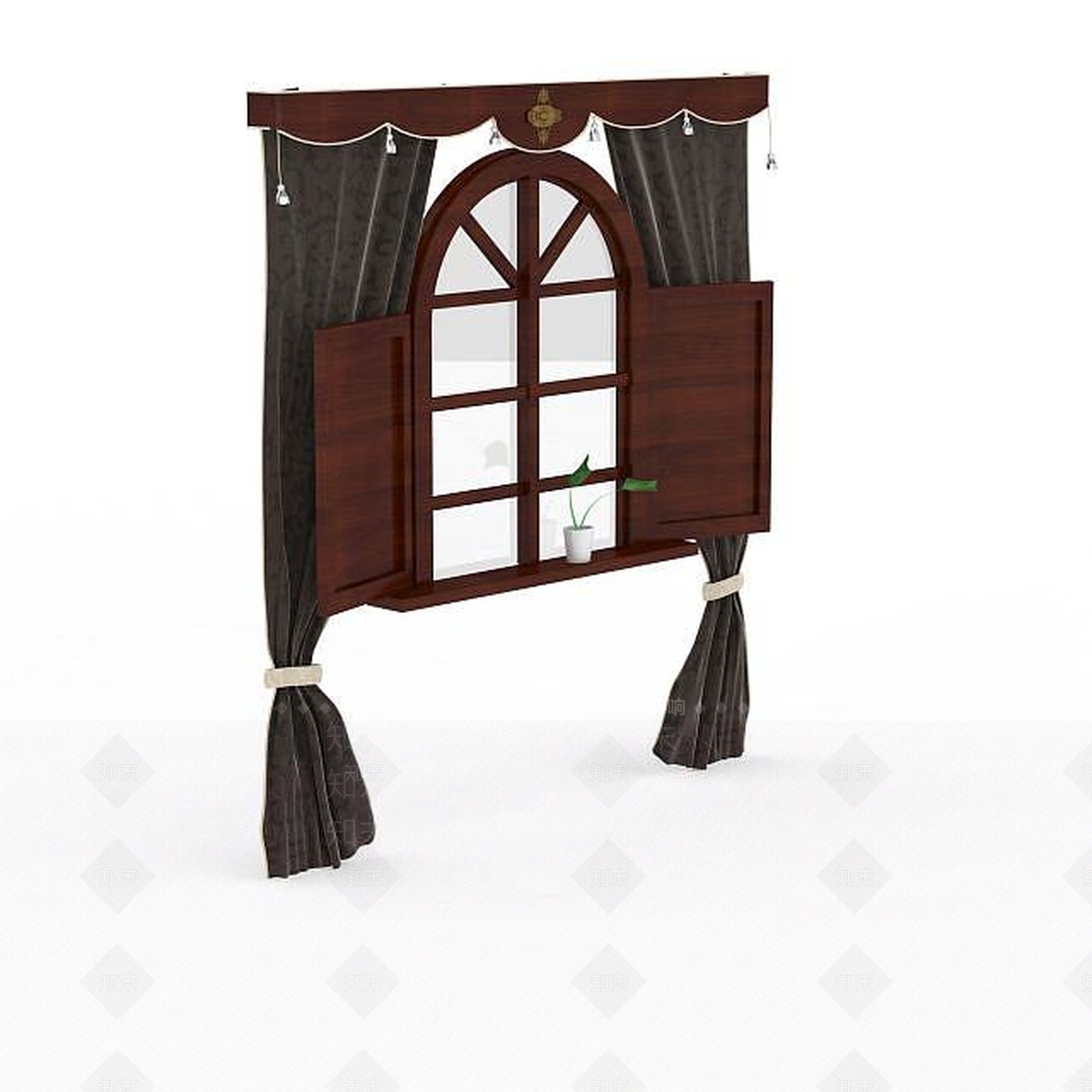 现代简约木制窗户3D模型下载【ID:1196465922】