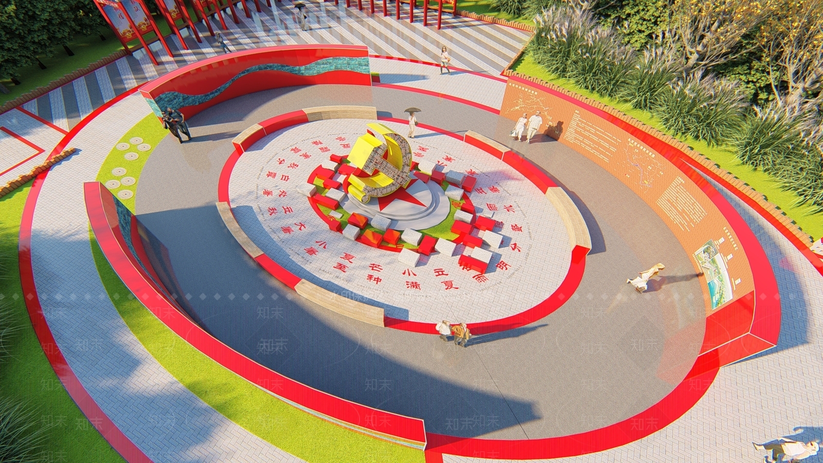 现代新中式广场景观SU模型下载【ID:1196466511】