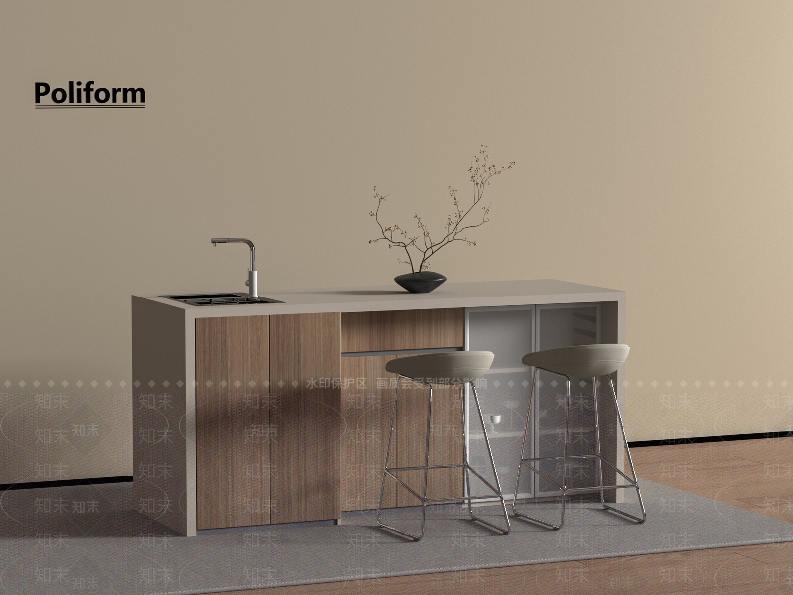 现代吧台3D模型下载【ID:1196477288】