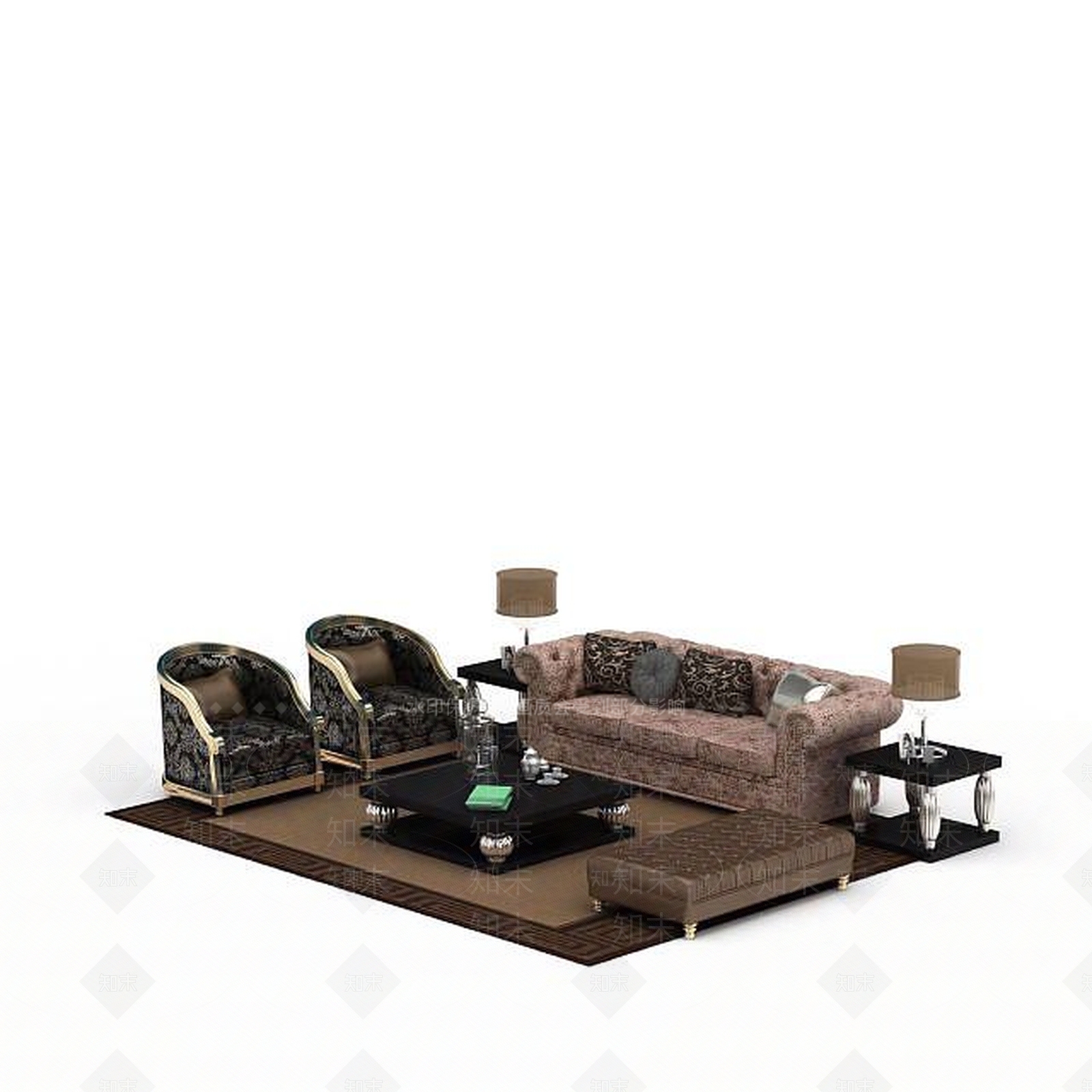 现代双人沙发3D模型下载【ID:1196482759】