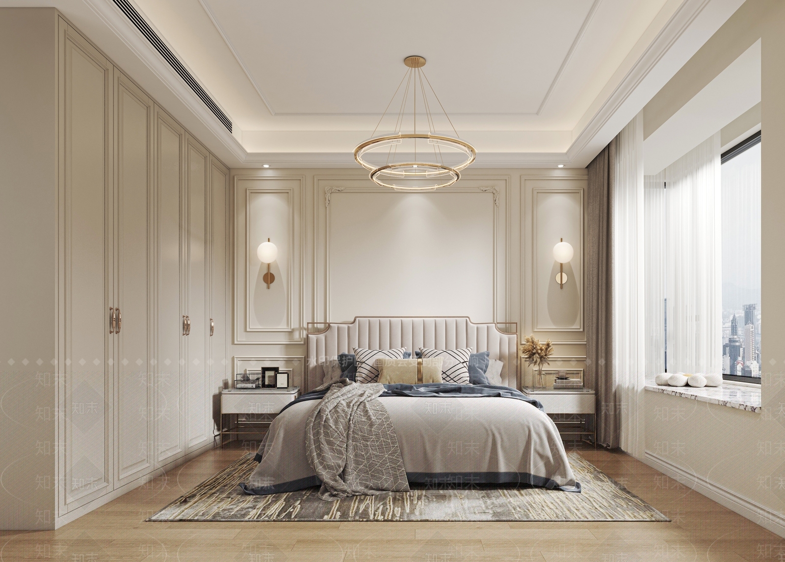 美式简欧家居卧室3D模型下载【ID:1196486991】
