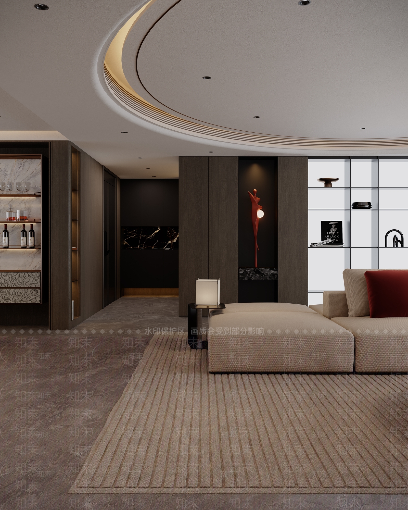 现代意式家居客厅3D模型下载【ID:1196490652】