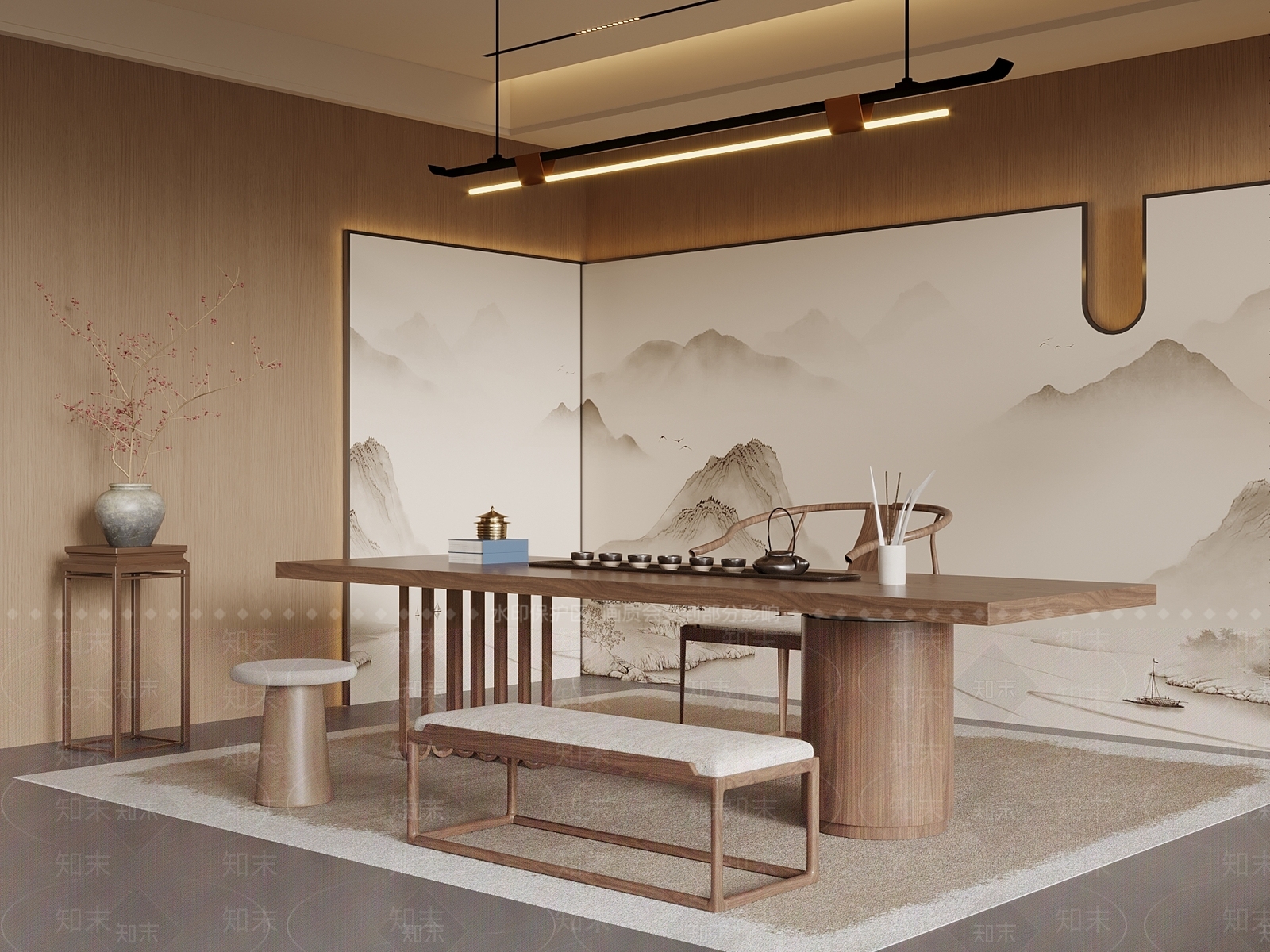 新中式茶室3D模型下载【ID:1196492215】