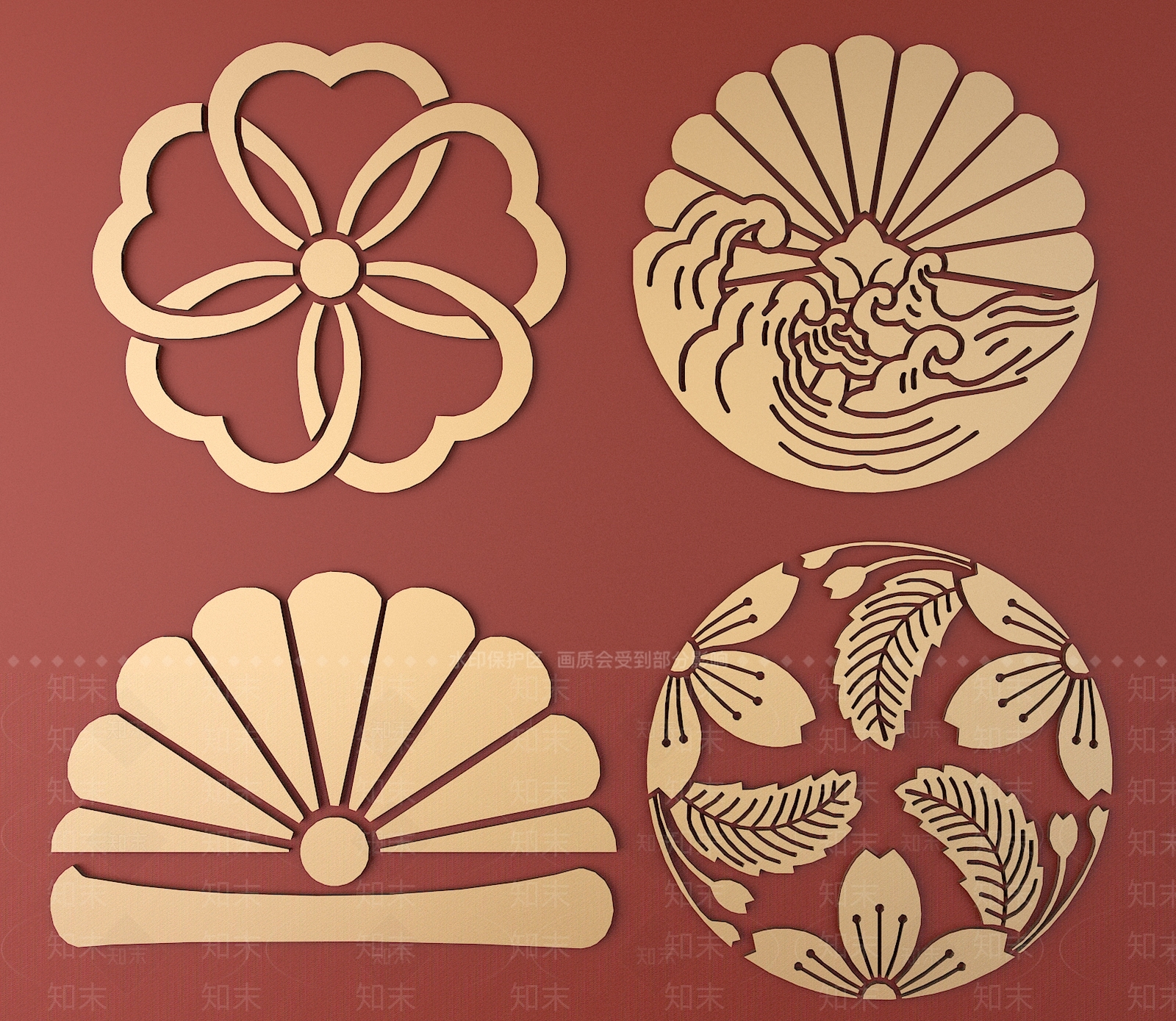 中式日式雕花3D模型下载【ID:1196500656】
