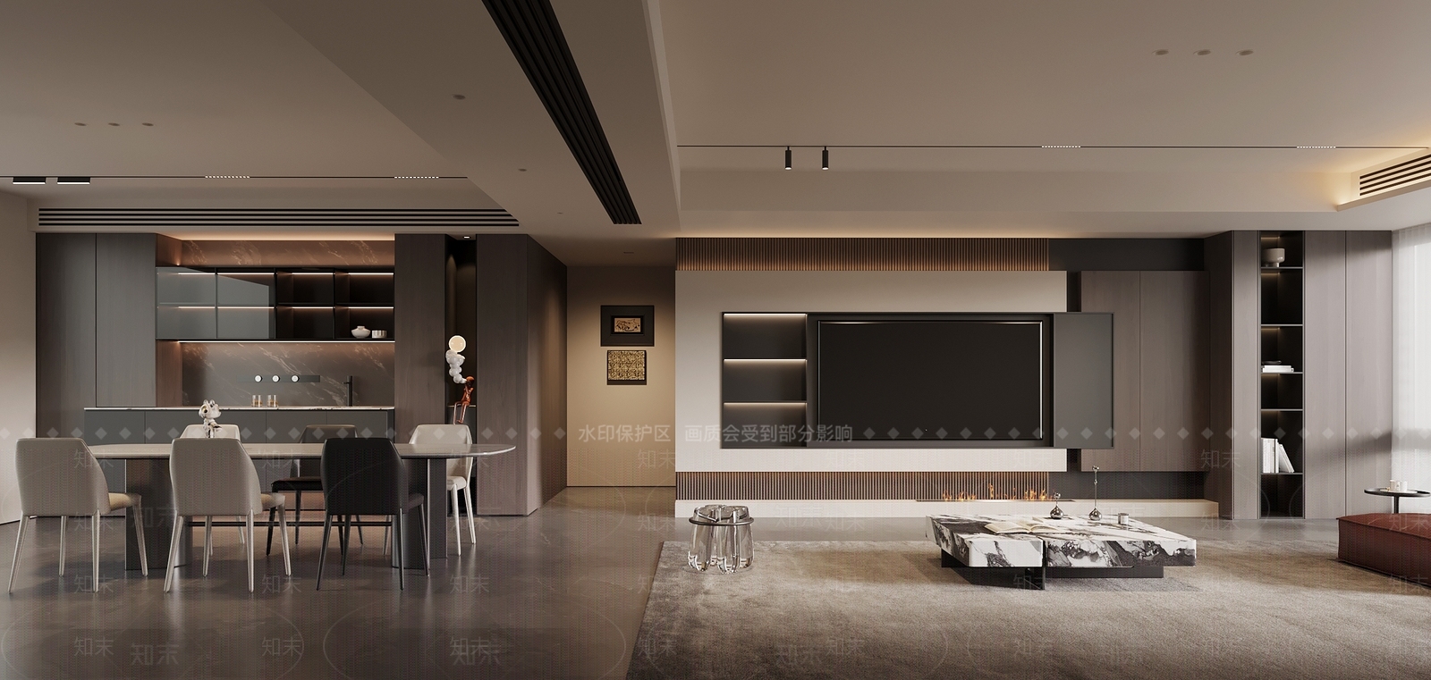 现代意式客餐厅3D模型下载【ID:1196492624】